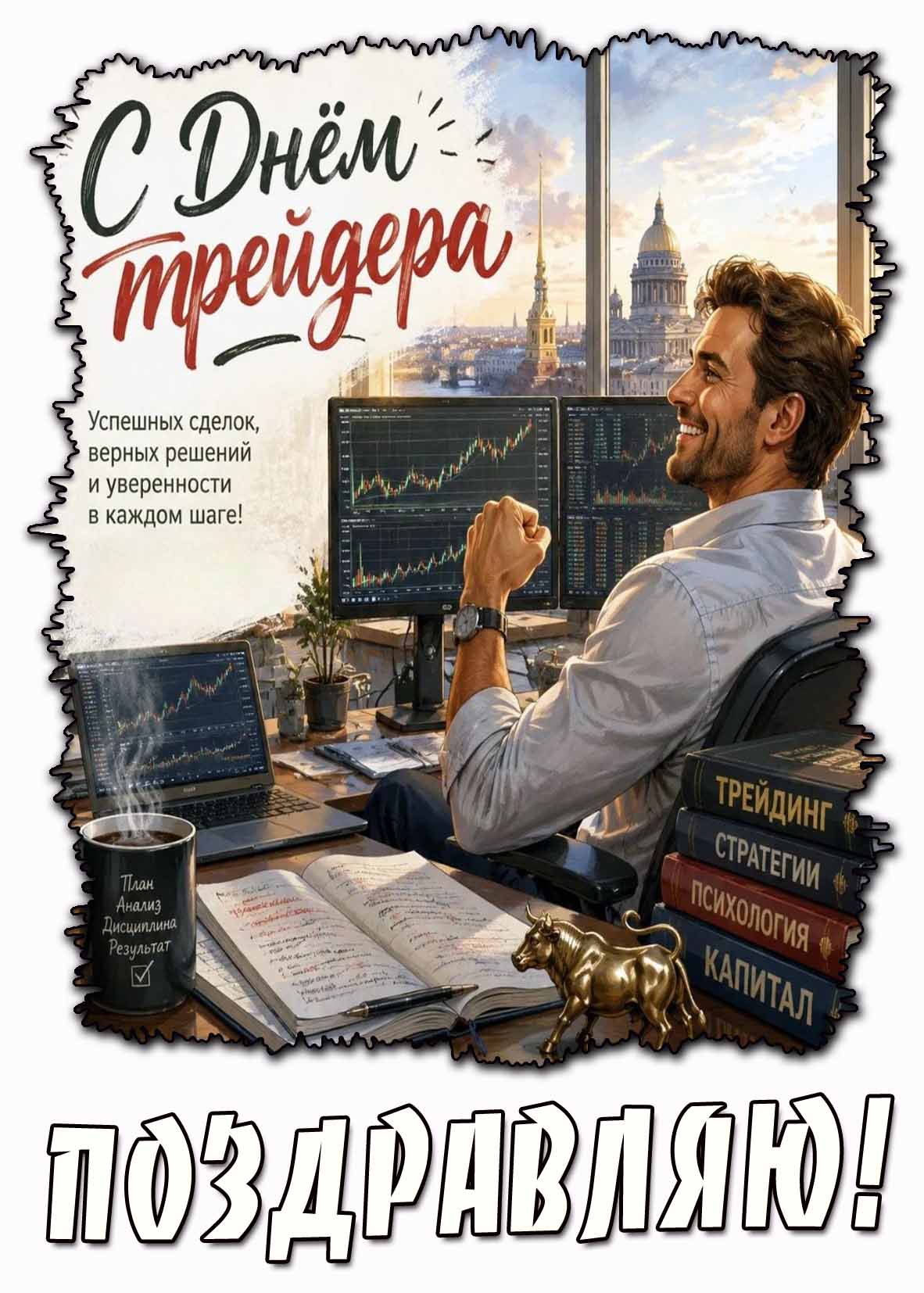 Картинка "С днём трейдера! Успешных сделок, верных решений и уверенности в каждом шаге! Поздравляю!"