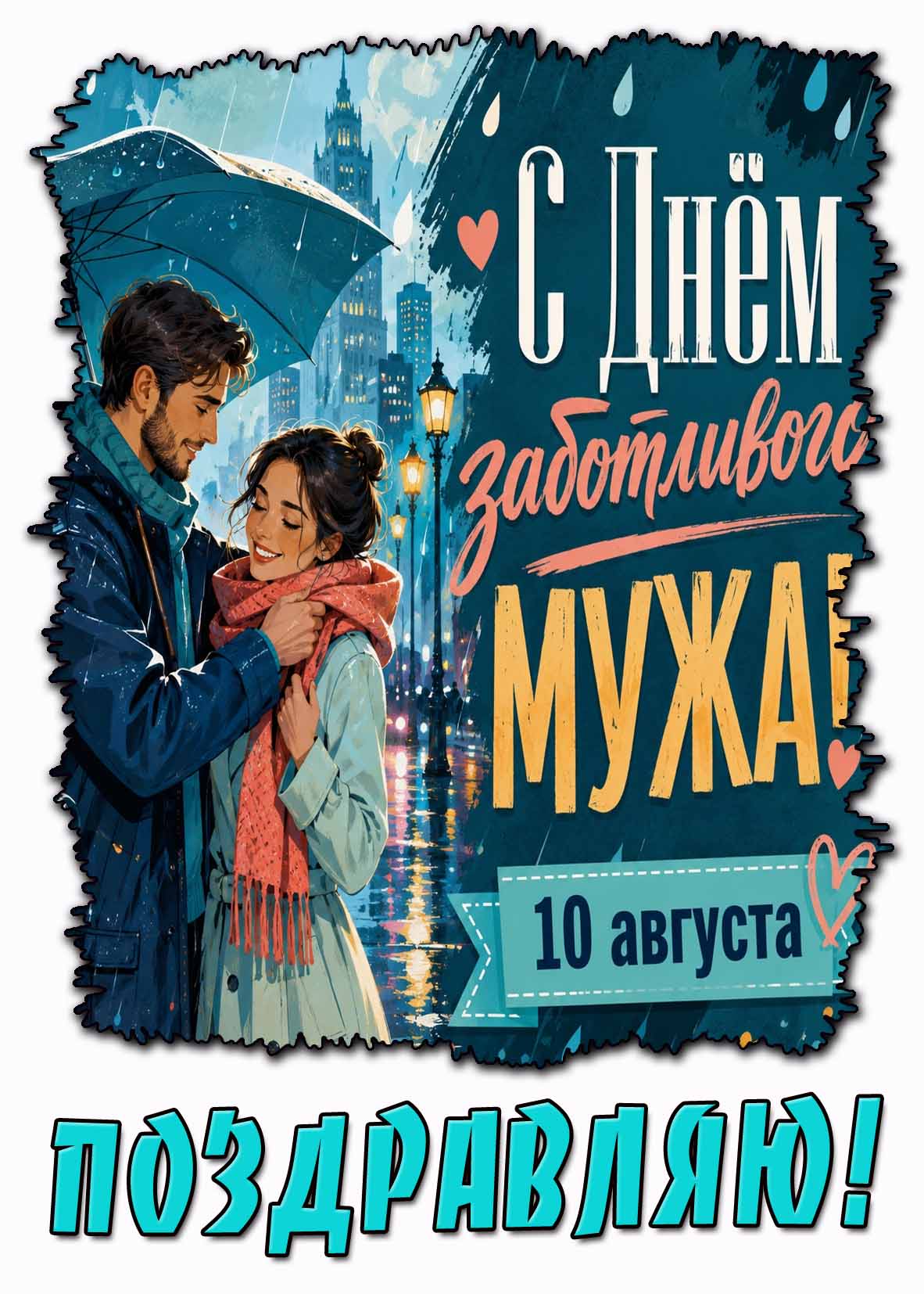 Картинка "С днём заботливого мужа! Поздравляю!" - 10 августа