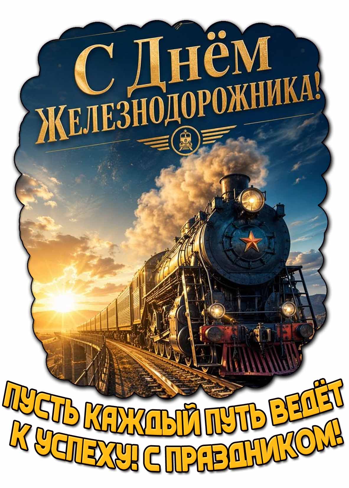 Картинка "С днём железнодорожника! Пусть каждый путь ведёт к успеху! С праздником!"