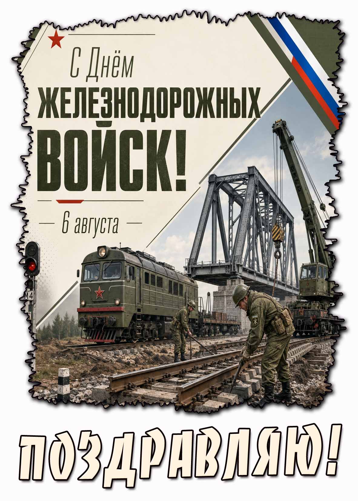 Картинка "С днём железнодорожных войск! Поздравляю!" - 6 августа