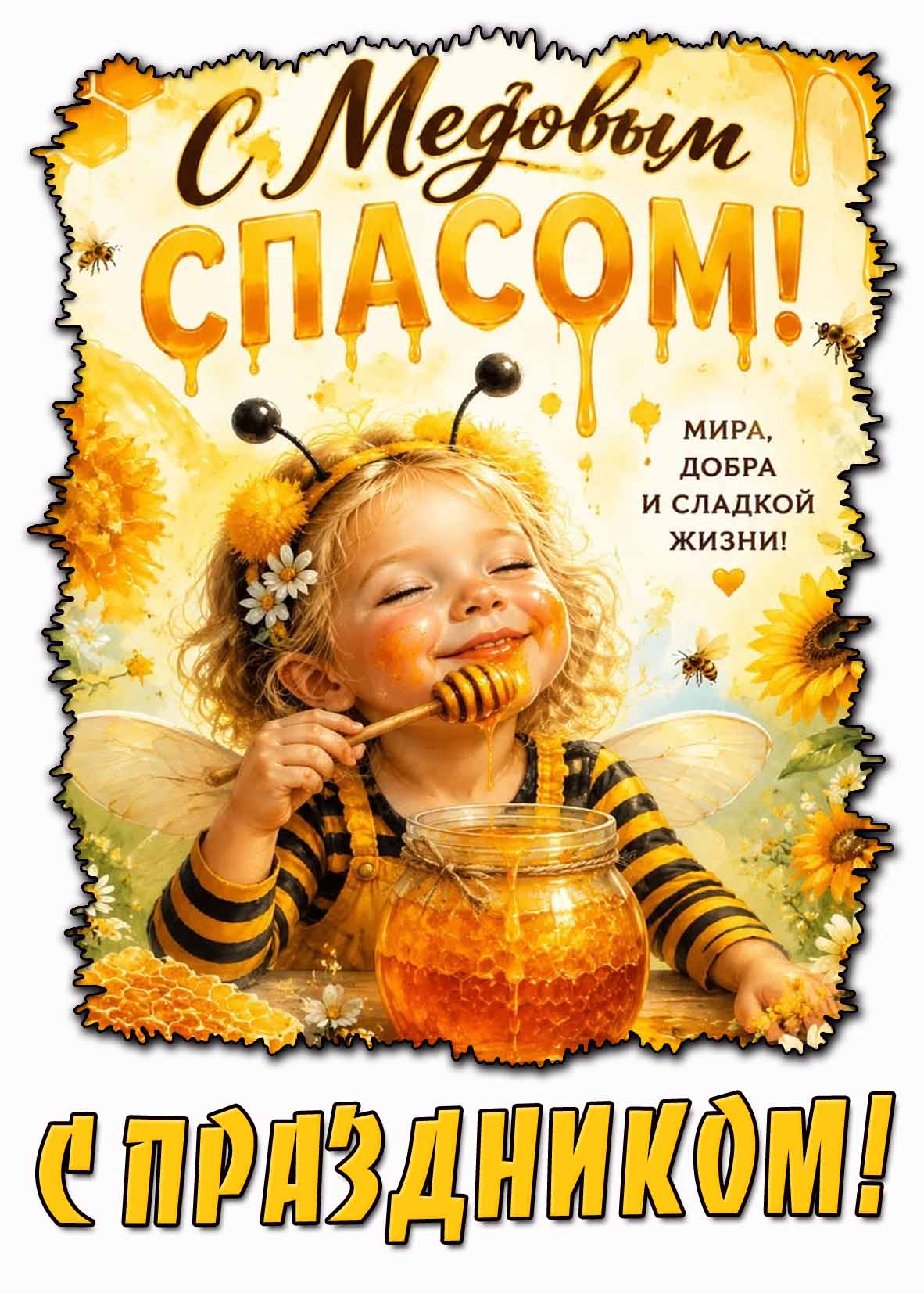 Картинка "С Медовым Спасом! Мира, добра и сладкой жизни! С праздником!"