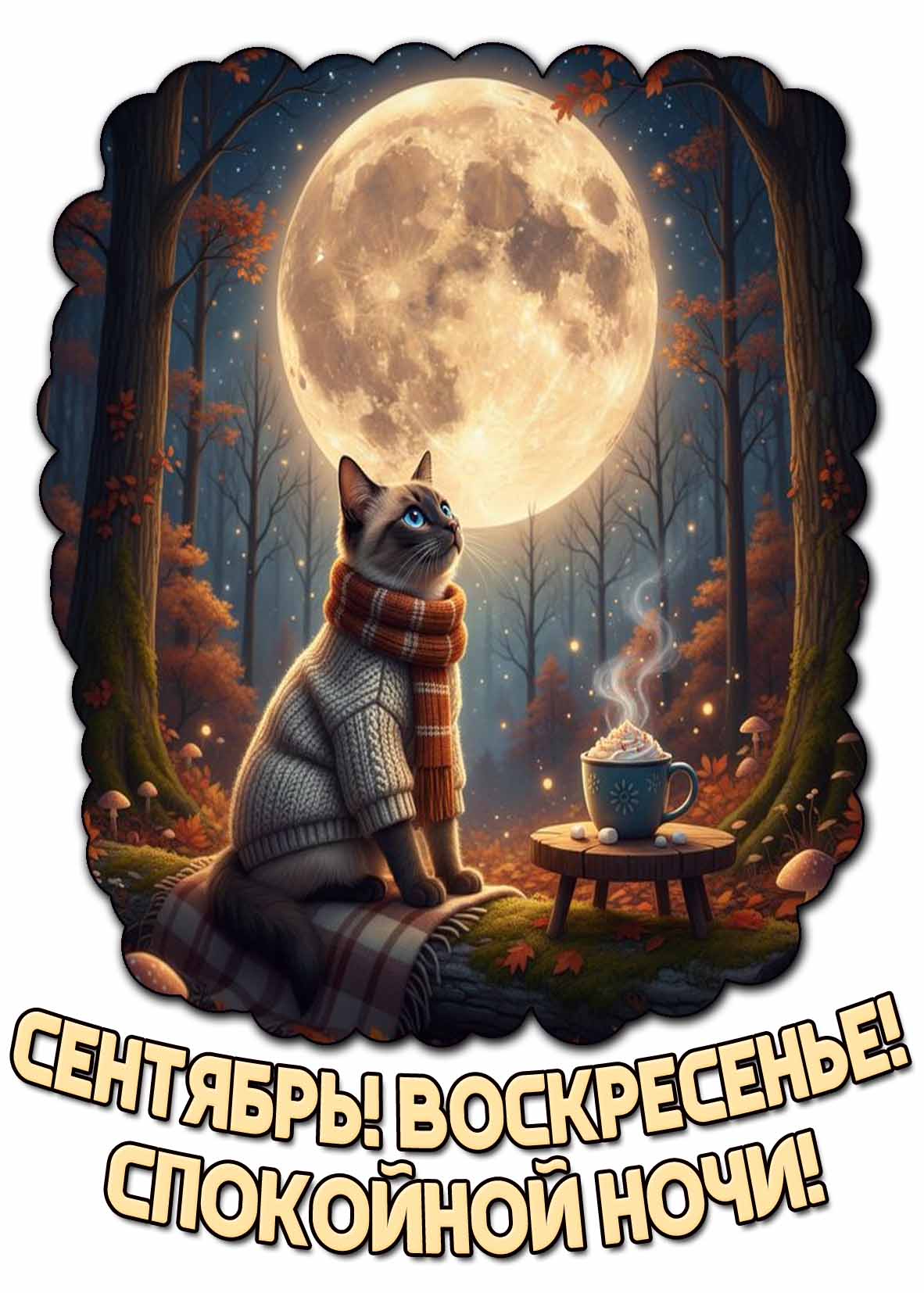 Картинка "Сентябрь! Воскресенье! Спокойной ночи!"