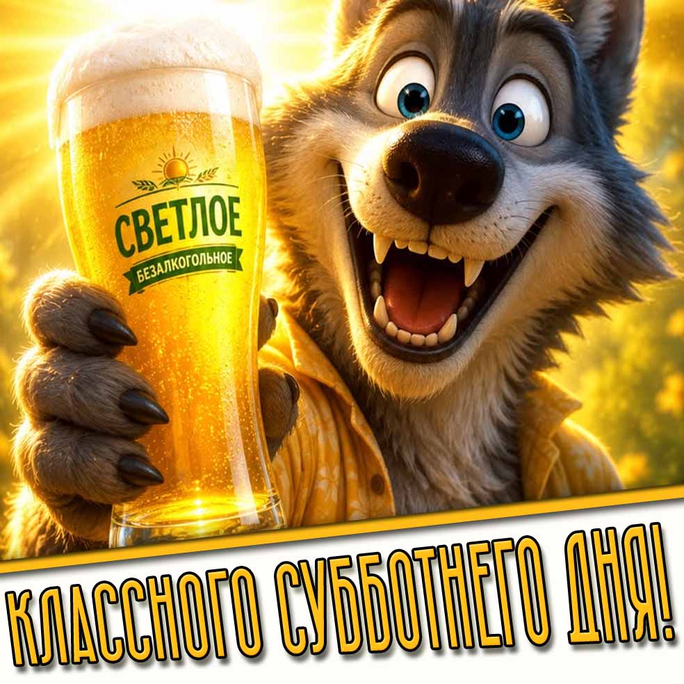 Классного субботнего дня! - открытка с пивом