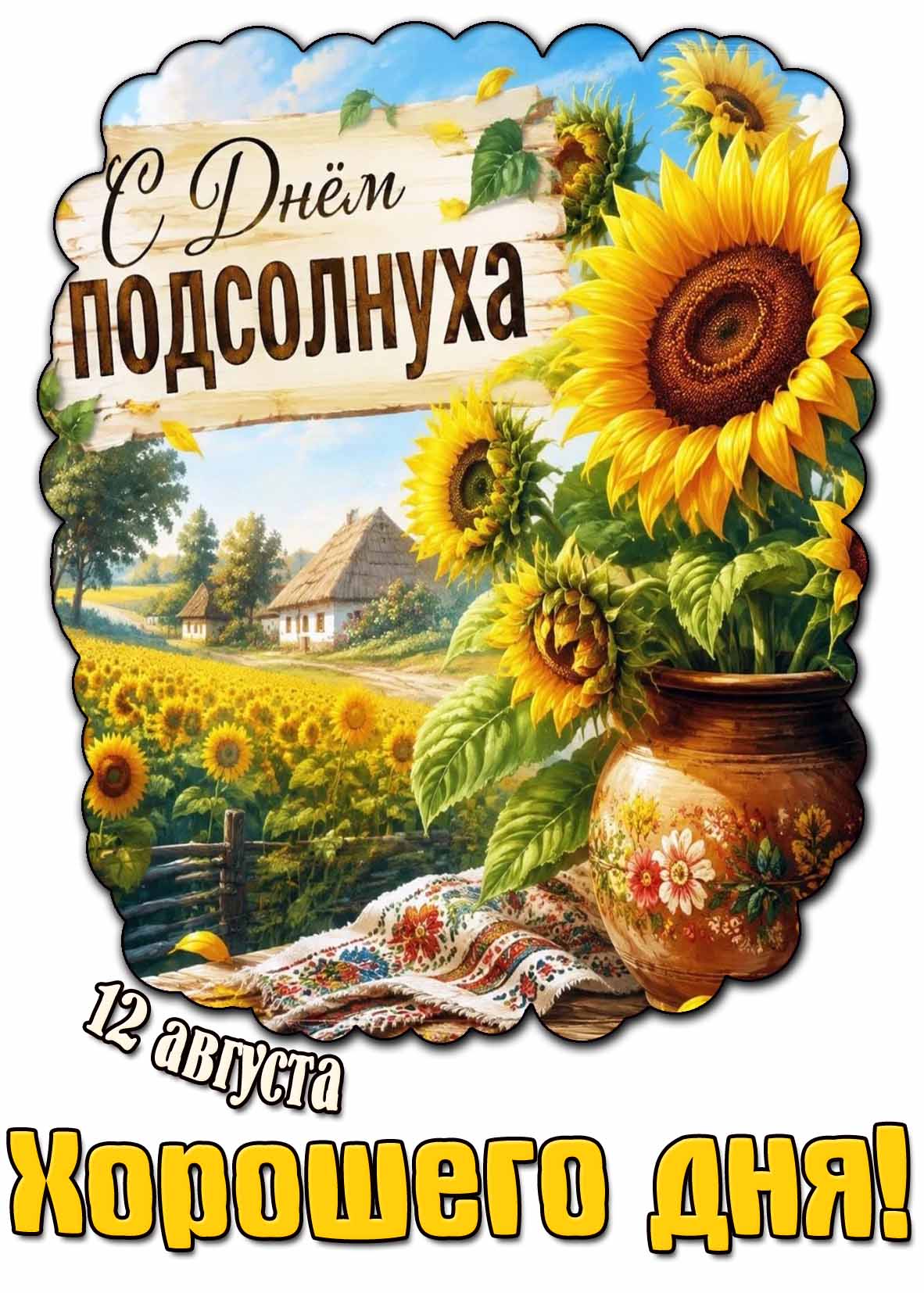 Красивая картинка 12 августа - с днём подсолнуха! Хорошего дня!