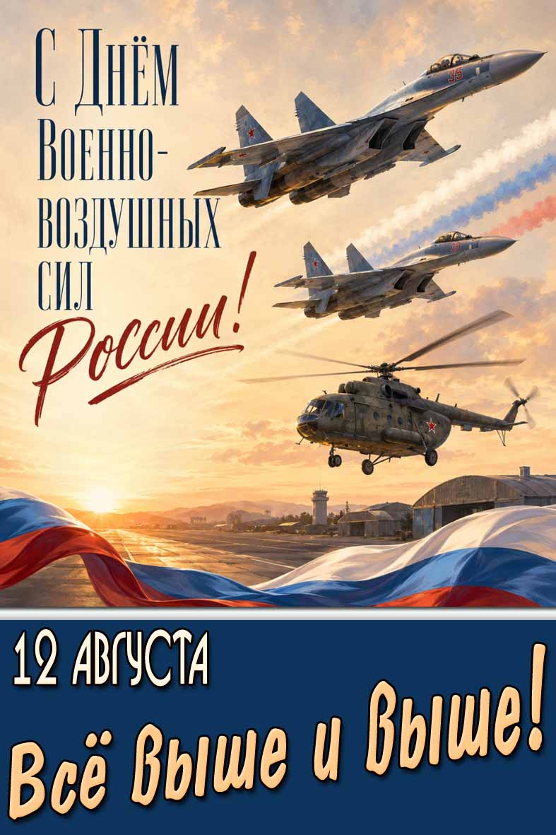 Красивая картинка 12 августа - с днём Военно-воздушных сил России! Всё выше и выше!