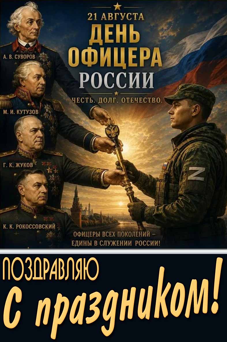 Красивая картинка 21 августа - день офицера России! Честь! Долг! Отечество! Поздравляю с праздником!