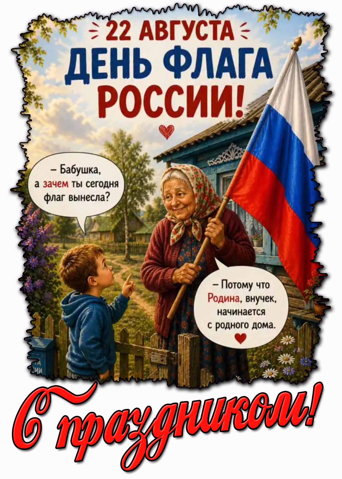 Красивая картинка 22 августа - день флага России! С праздником!