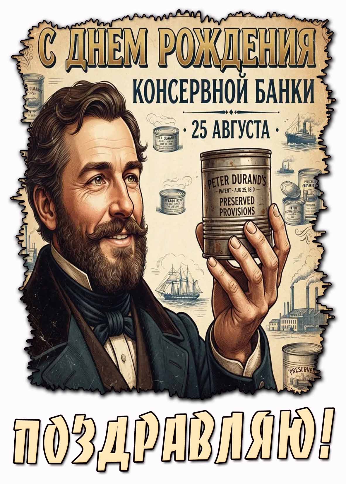 Красивая картинка 25 августа - с днём рождения консервной банки! Поздравляю!