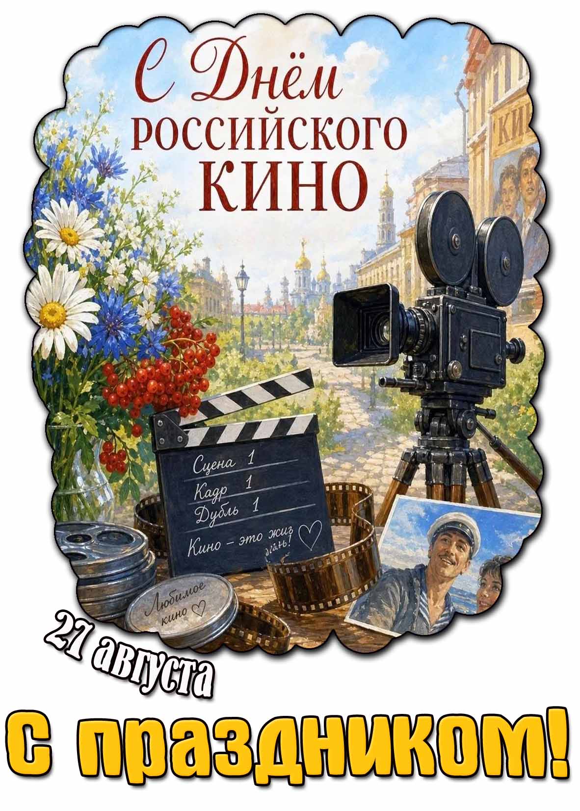 Красивая картинка 27 августа - с днём российского кино! С праздником!