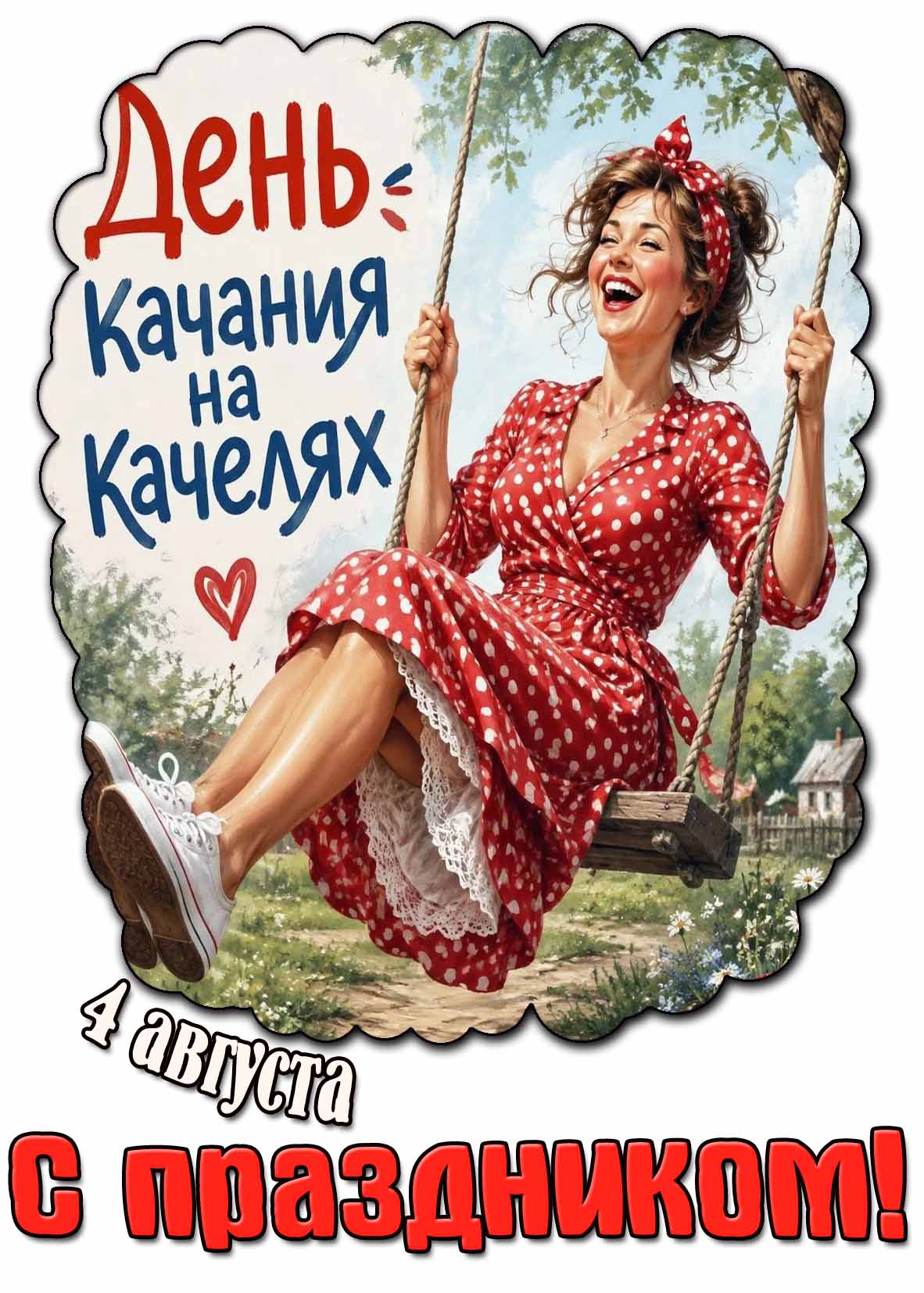 Красивая картинка 4 августа - день качания на качелях! С праздником!