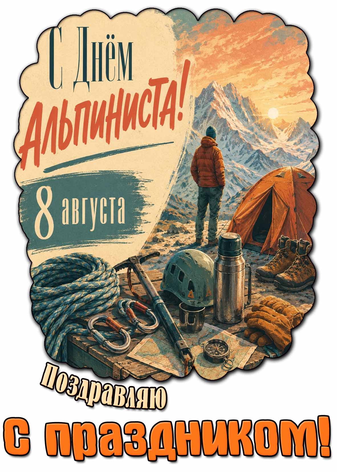 Красивая картинка 8 августа - с днём альпиниста! Поздравляю с праздником!
