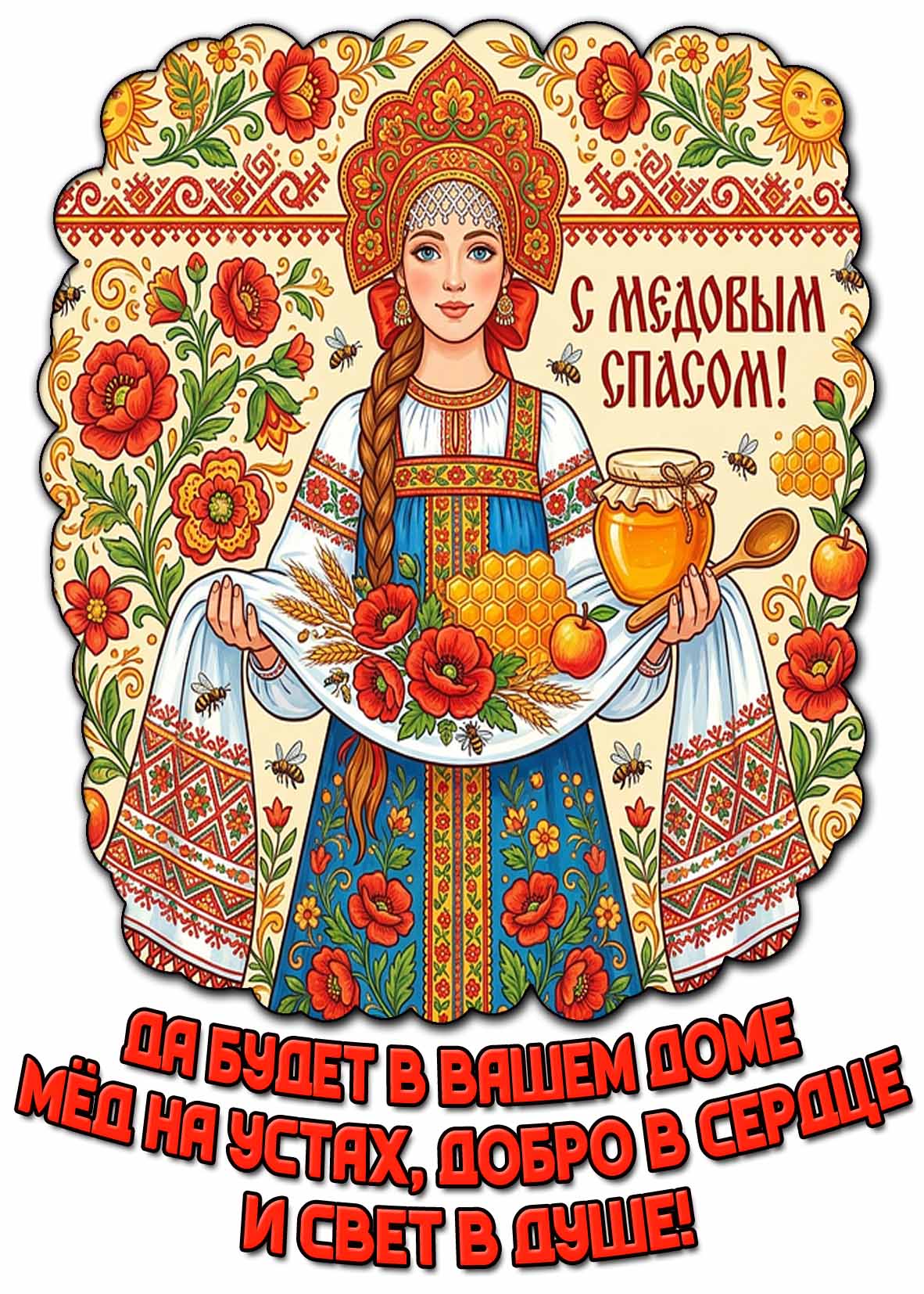 Красивая картинка "C Медовым Спасом! Да будет в вашем доме мёд на устах, добро в сердце и свет в душе!"