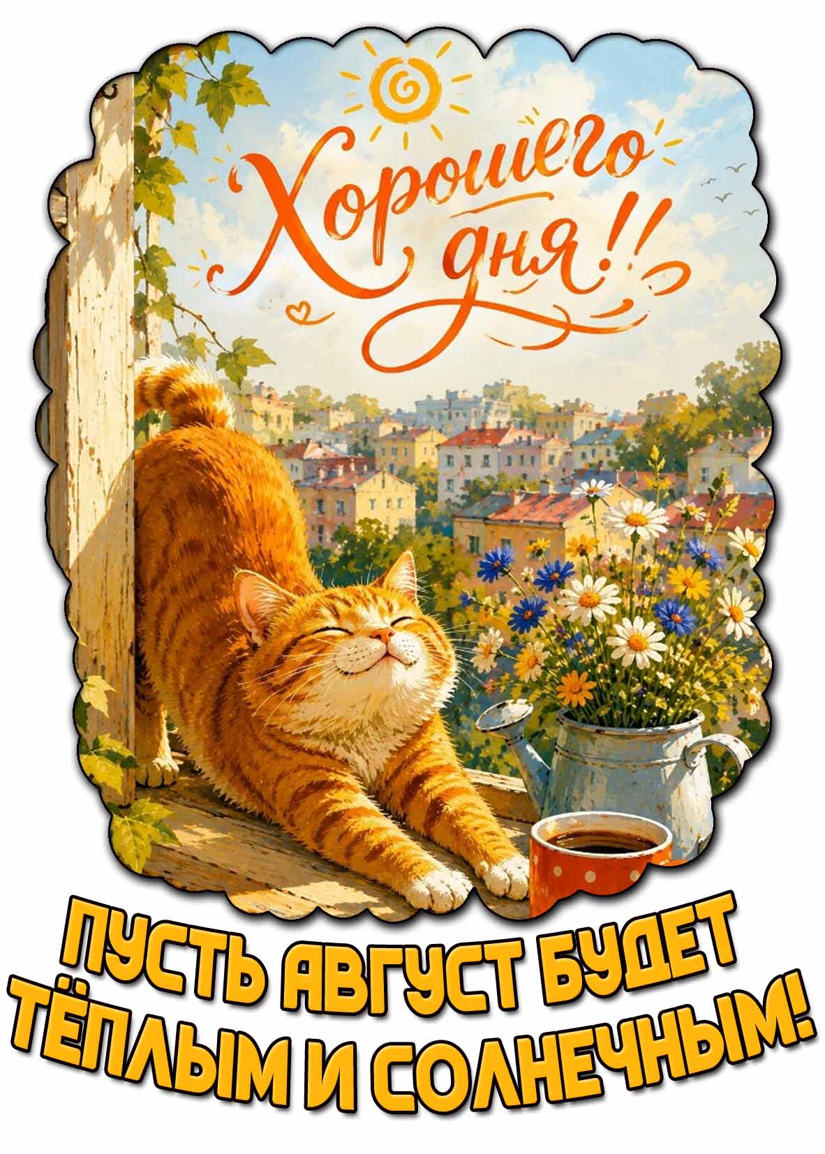 Красивая картинка "Хорошего дня! Пусть август будет тёплым и солнечным!"