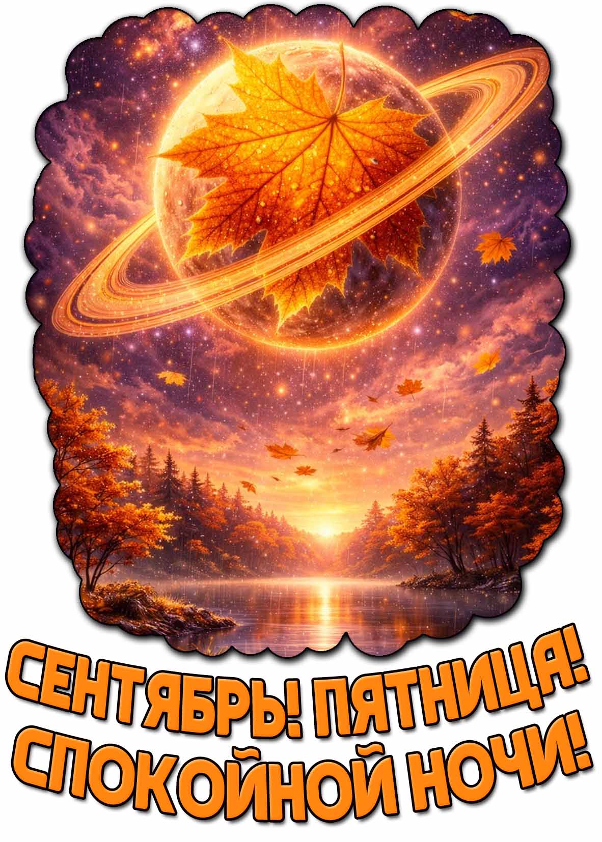 Красивая картинка "Сентябрь! Пятница! Спокойной ночи!"