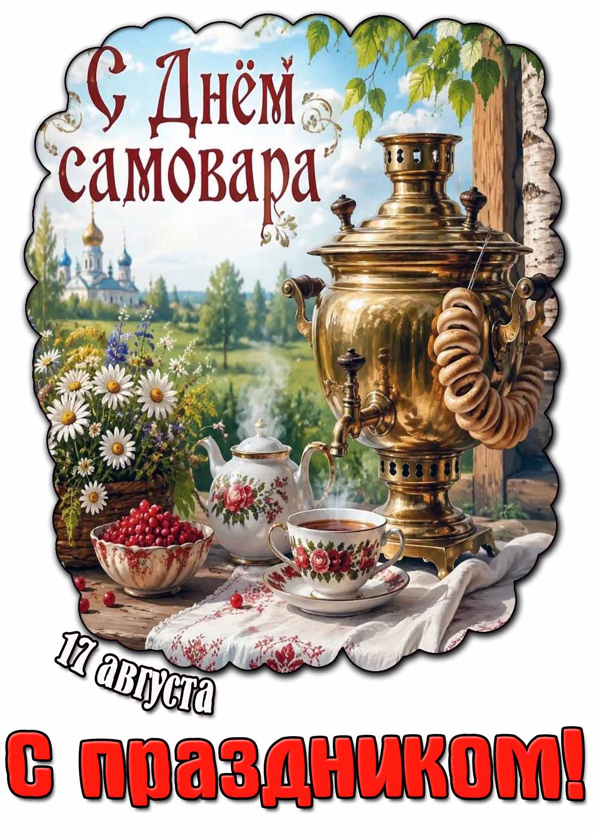 Летняя открытка 17 августа - с днём самовара! С праздником!