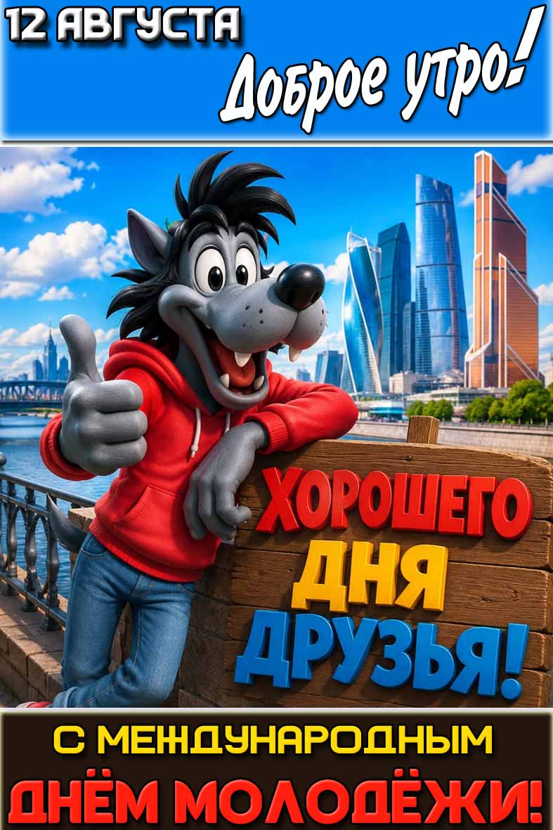 Картинка "12 августа доброе утро! С Международным днём молодёжи! Хорошего дня друзья!"