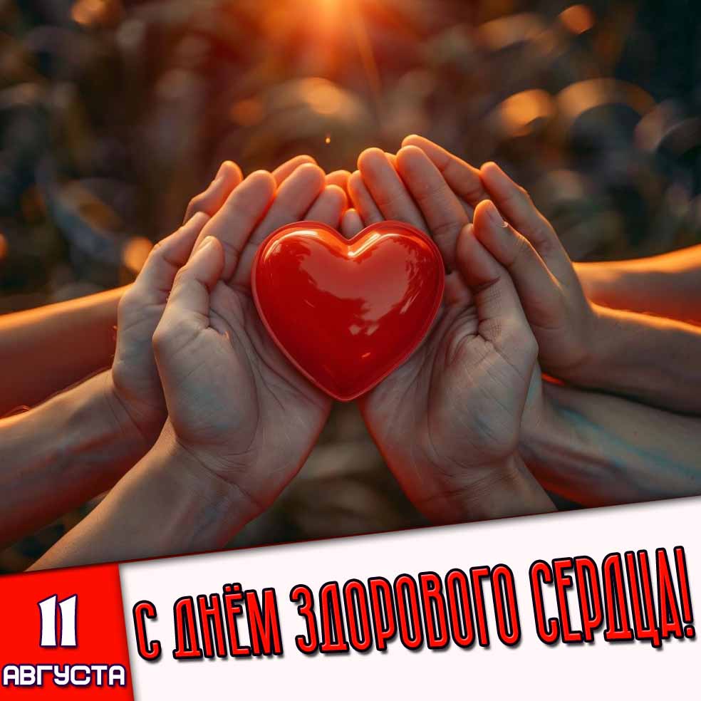 Открытка 11 августа - с днём здорового сердца!