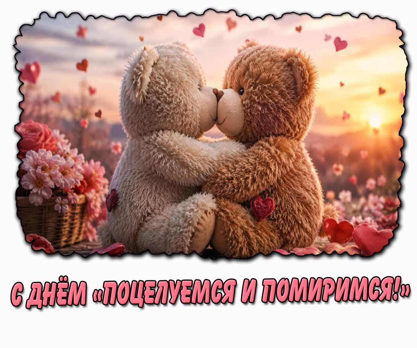 Милая открытка с днём «поцелуемся и помиримся!»