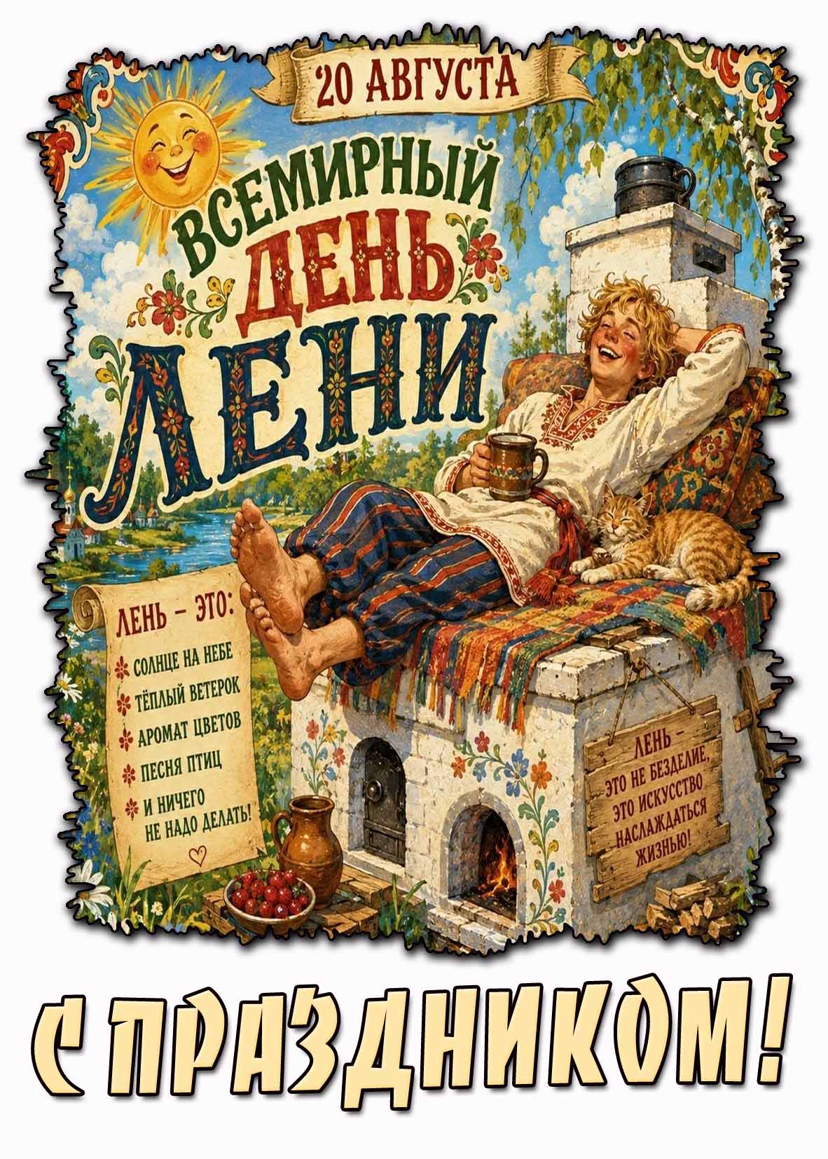 Народная картинка на Всемирный день лени! С праздником! - 20 августа