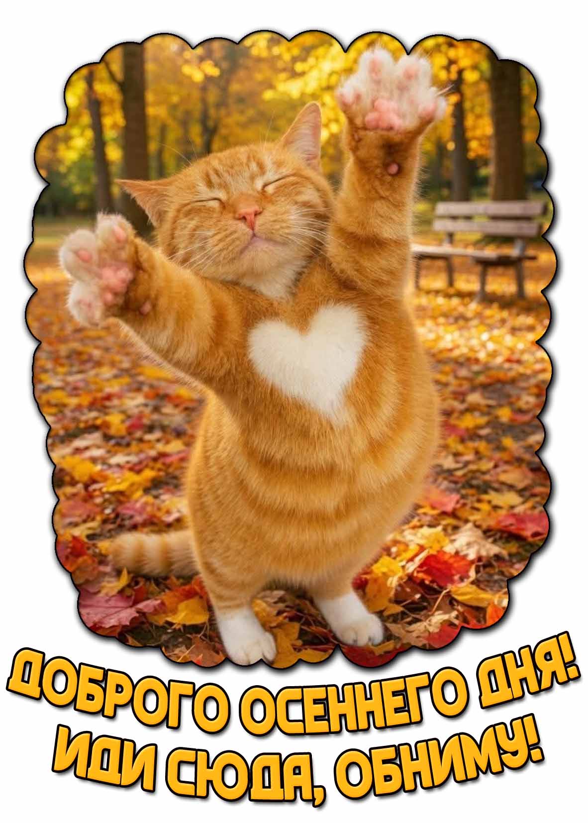 Открытка "Доброго осеннего дня! Иди сюда, обниму!"