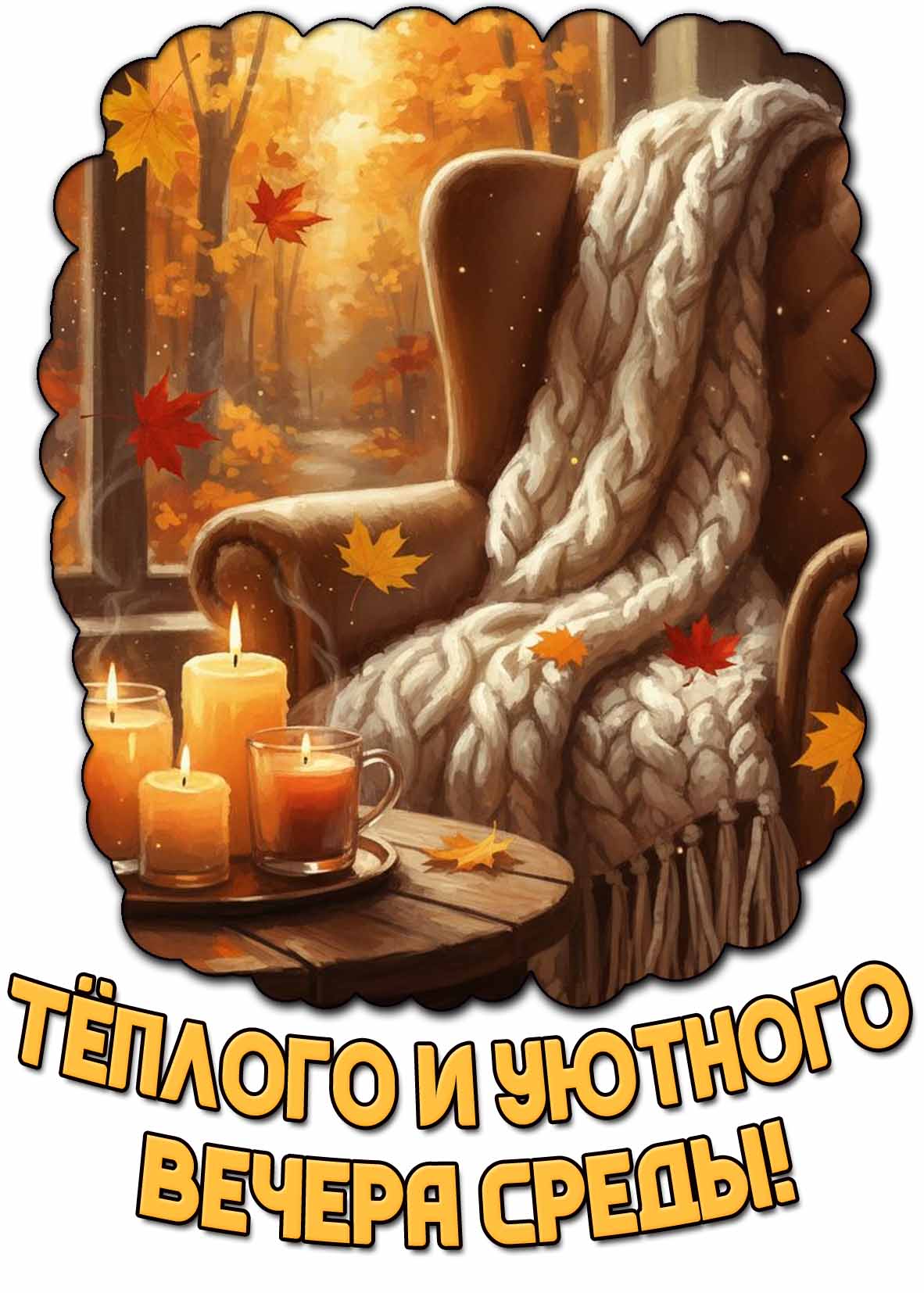 Осенняя картинка "Тёплого и уютного вечера среды!"