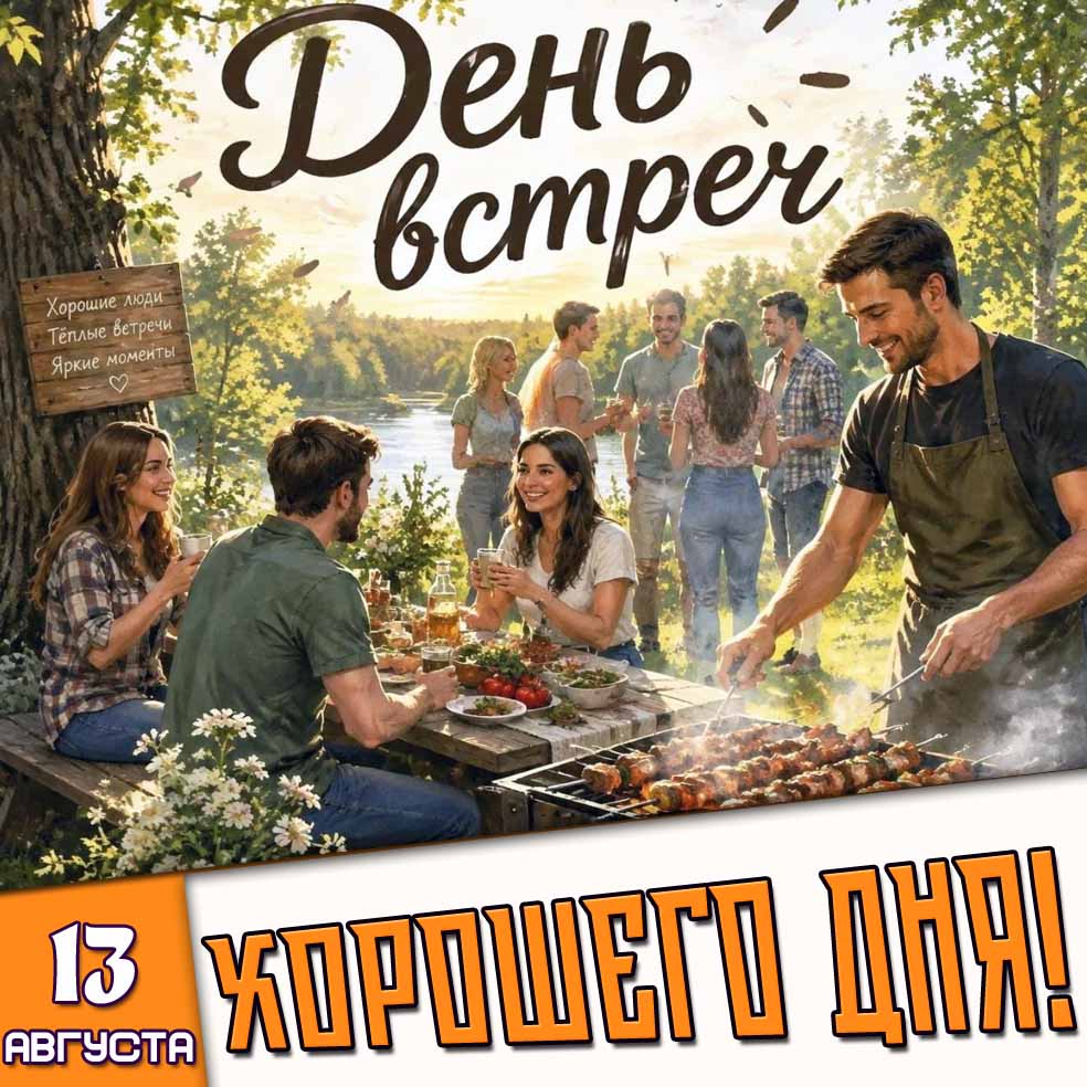 Открытка 13 августа - день встреч! Хорошего дня!