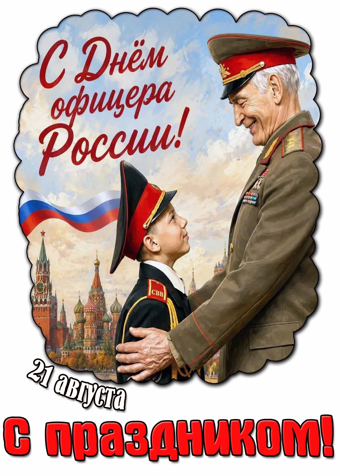 Открытка 21 августа - с днём офицера России! С праздником!
