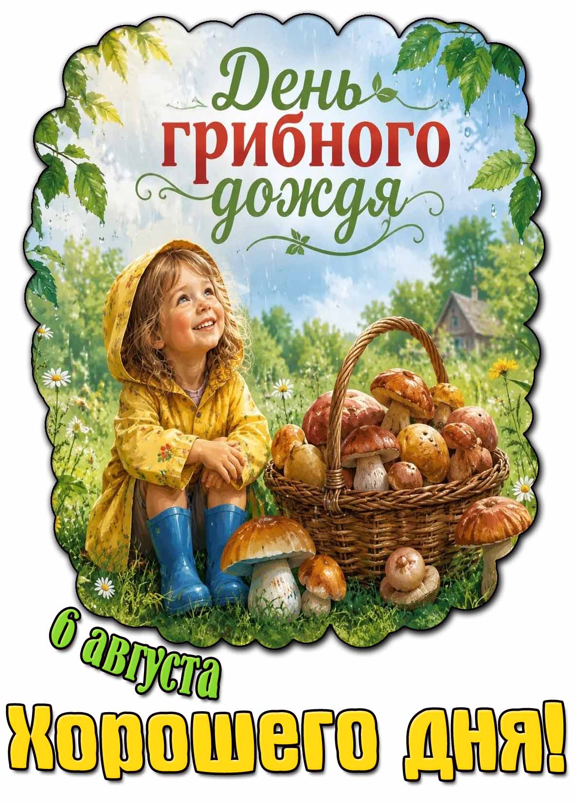 Открытка 6 августа - день грибного дождя! Хорошего дня!