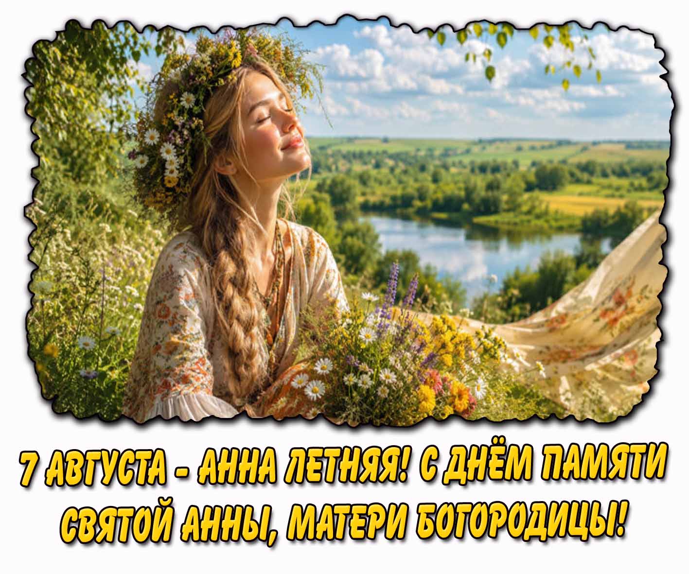 Открытка 7 августа - Анна Летняя! С днём памяти святой Анны, матери Богородицы!