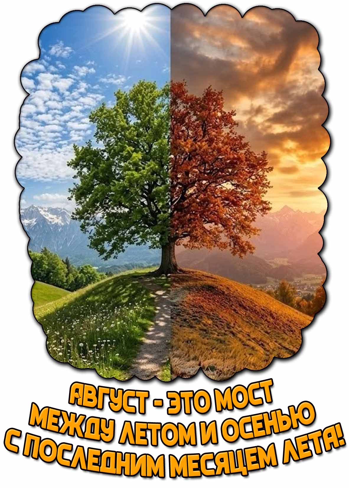 Картинка "Август - это мост между летом и осенью! С последним месяцем лета!"