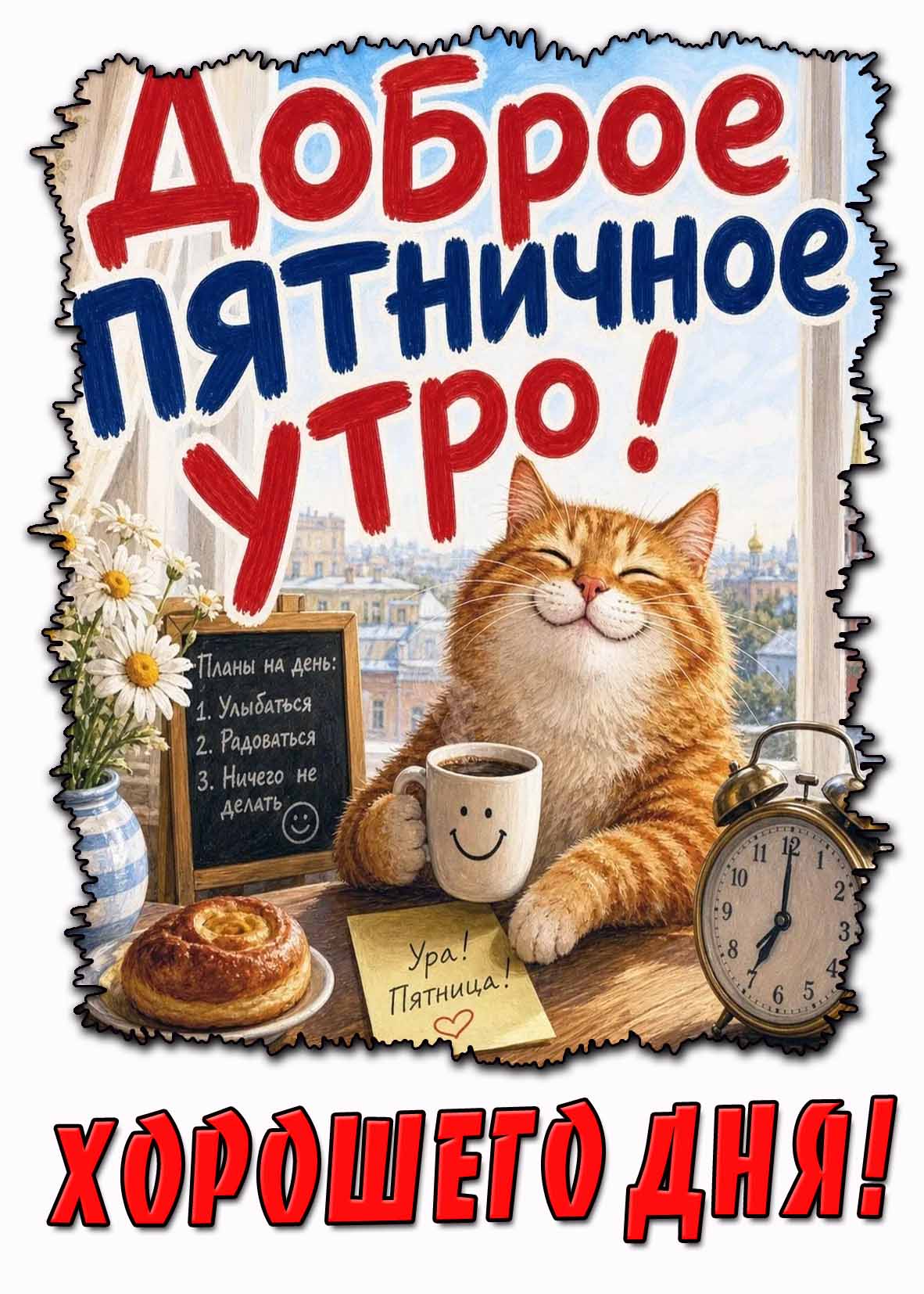 Открытка "Доброе пятничное утро! Хорошего дня!"