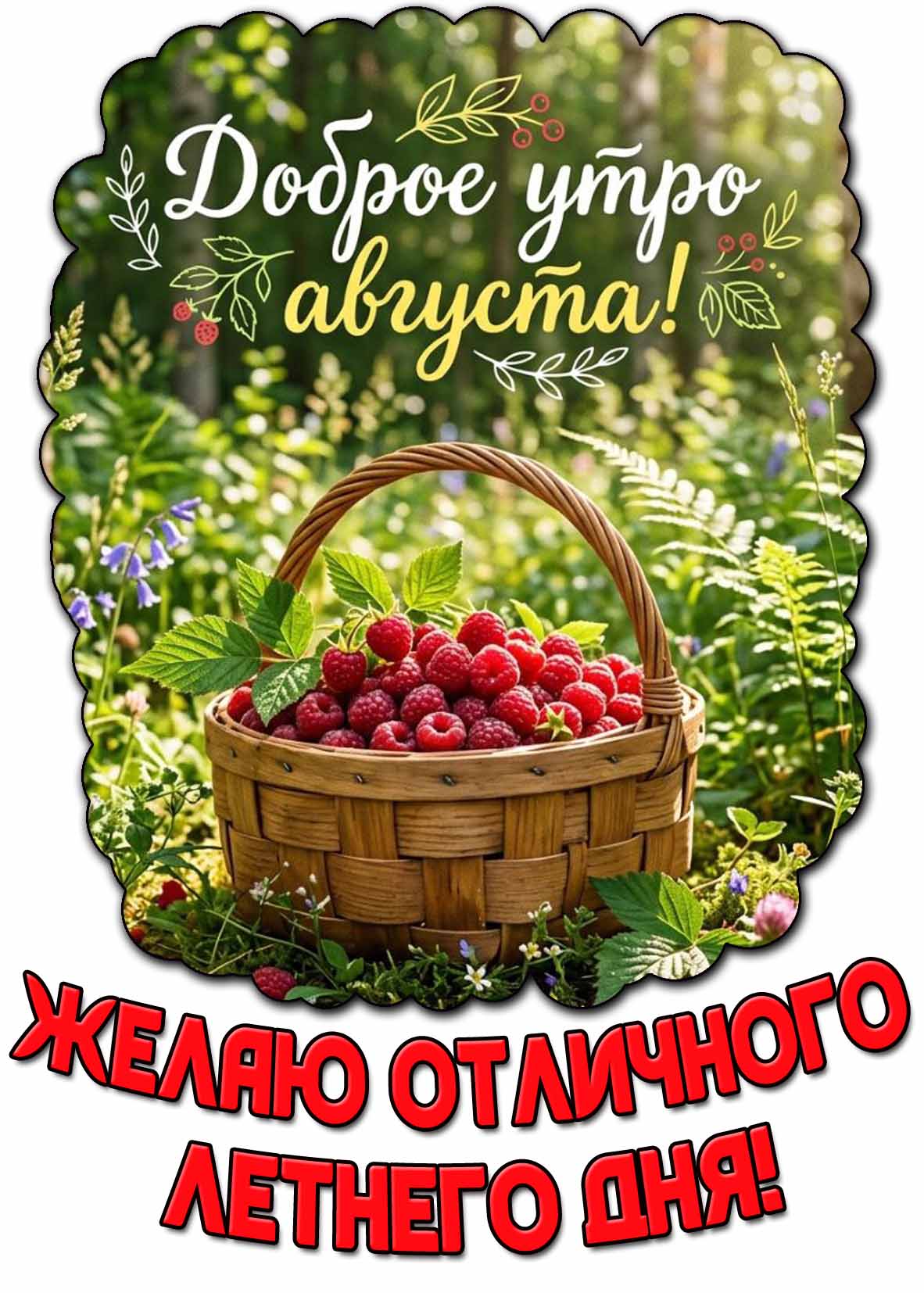 Открытка "Доброе утро августа! Желаю отличного летнего дня!"