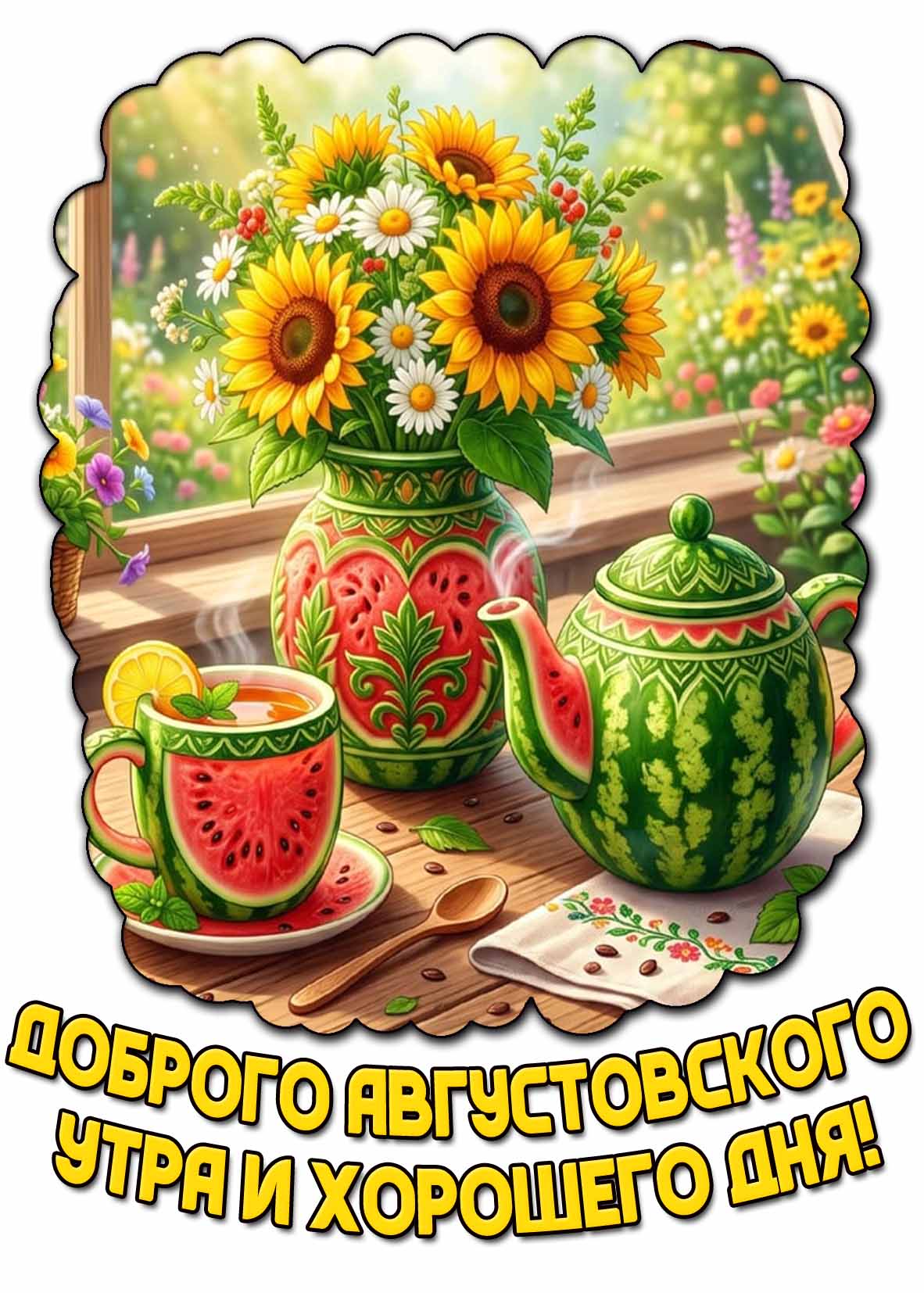 Открытка доброго августовского утра и хорошего дня