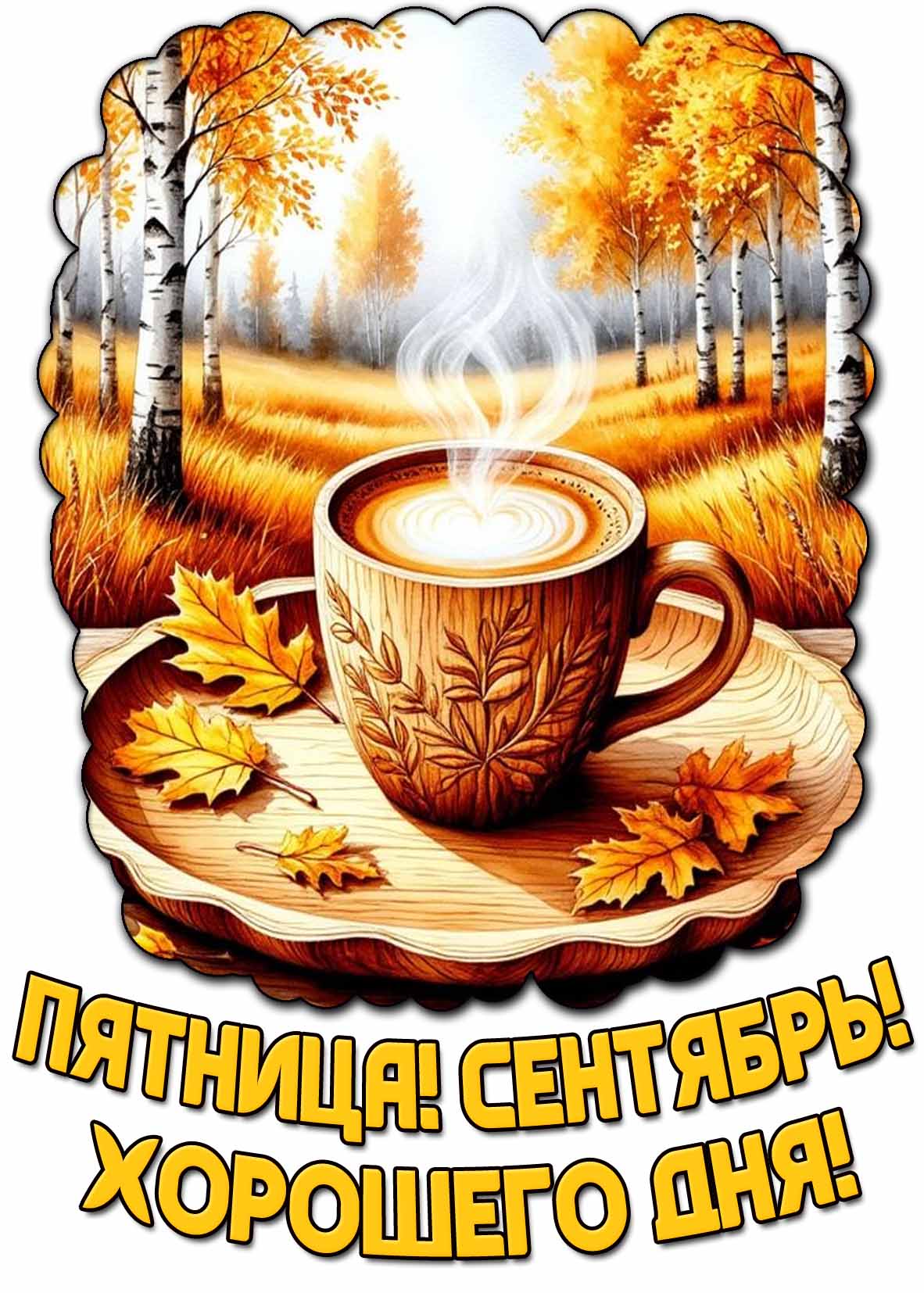 Открытка "Пятница! Сентябрь! Хорошего дня!"