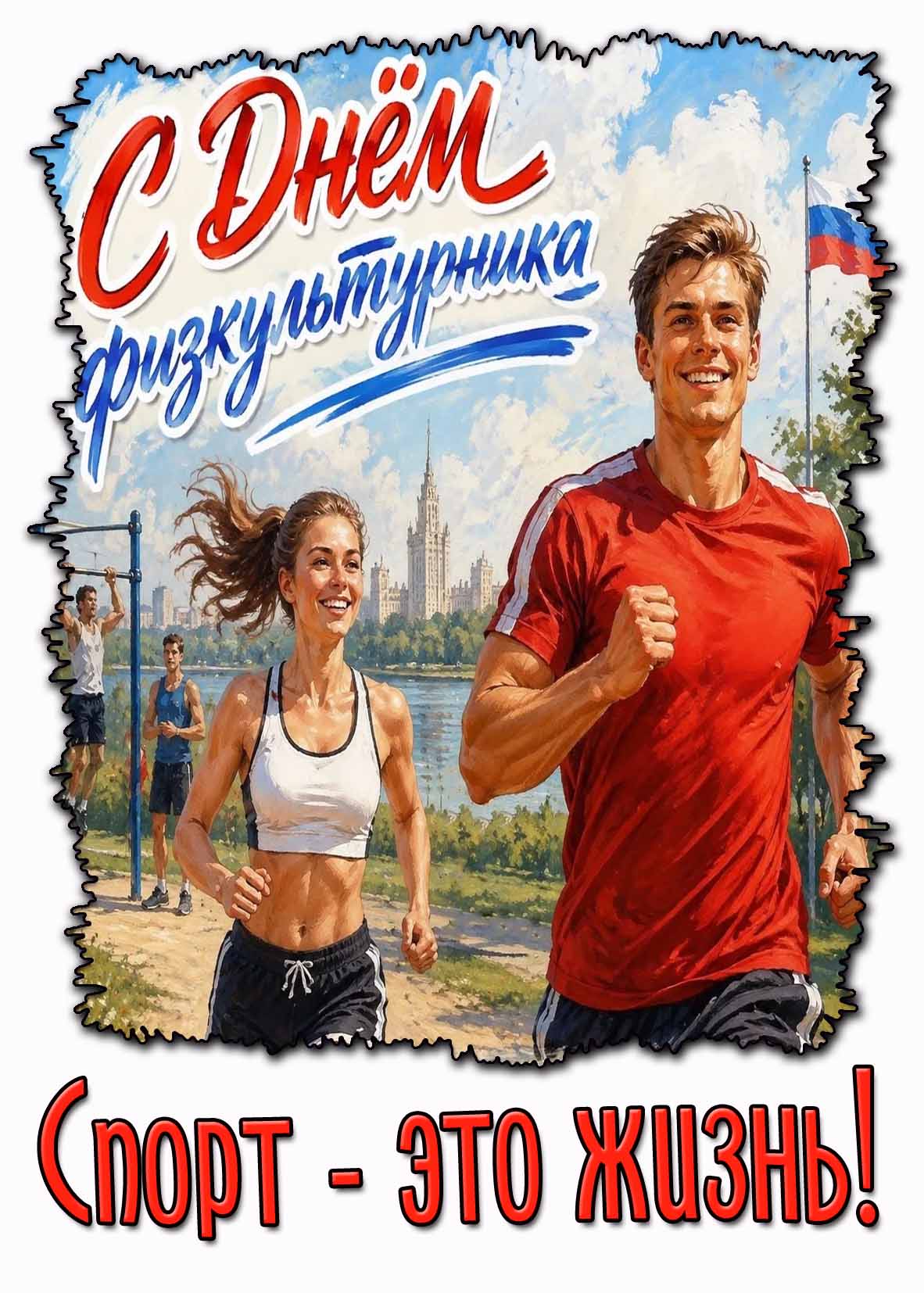 Открытка "С днём физкультурника! Спорт - это жизнь!"
