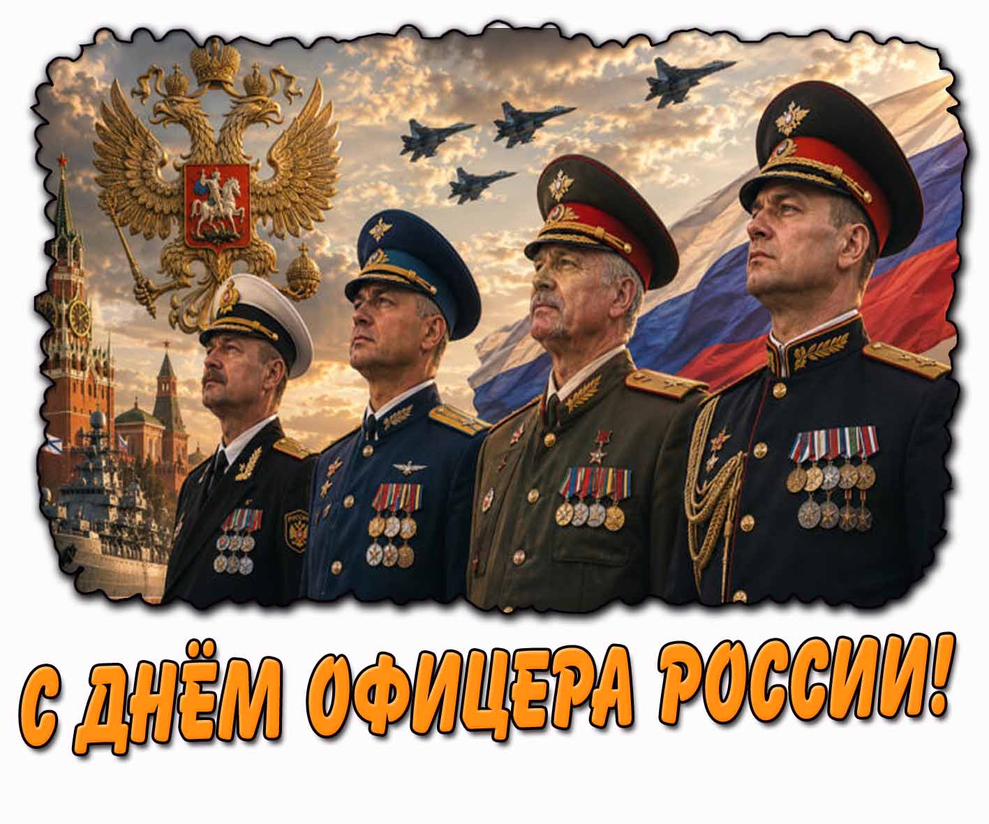 Стильная открытка с днём офицера России