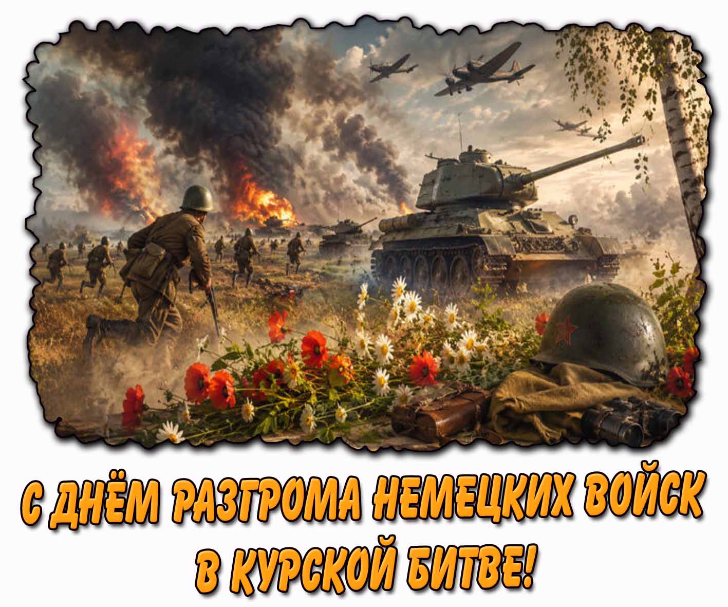 Открытка с днём разгрома немецких войск в курской битве