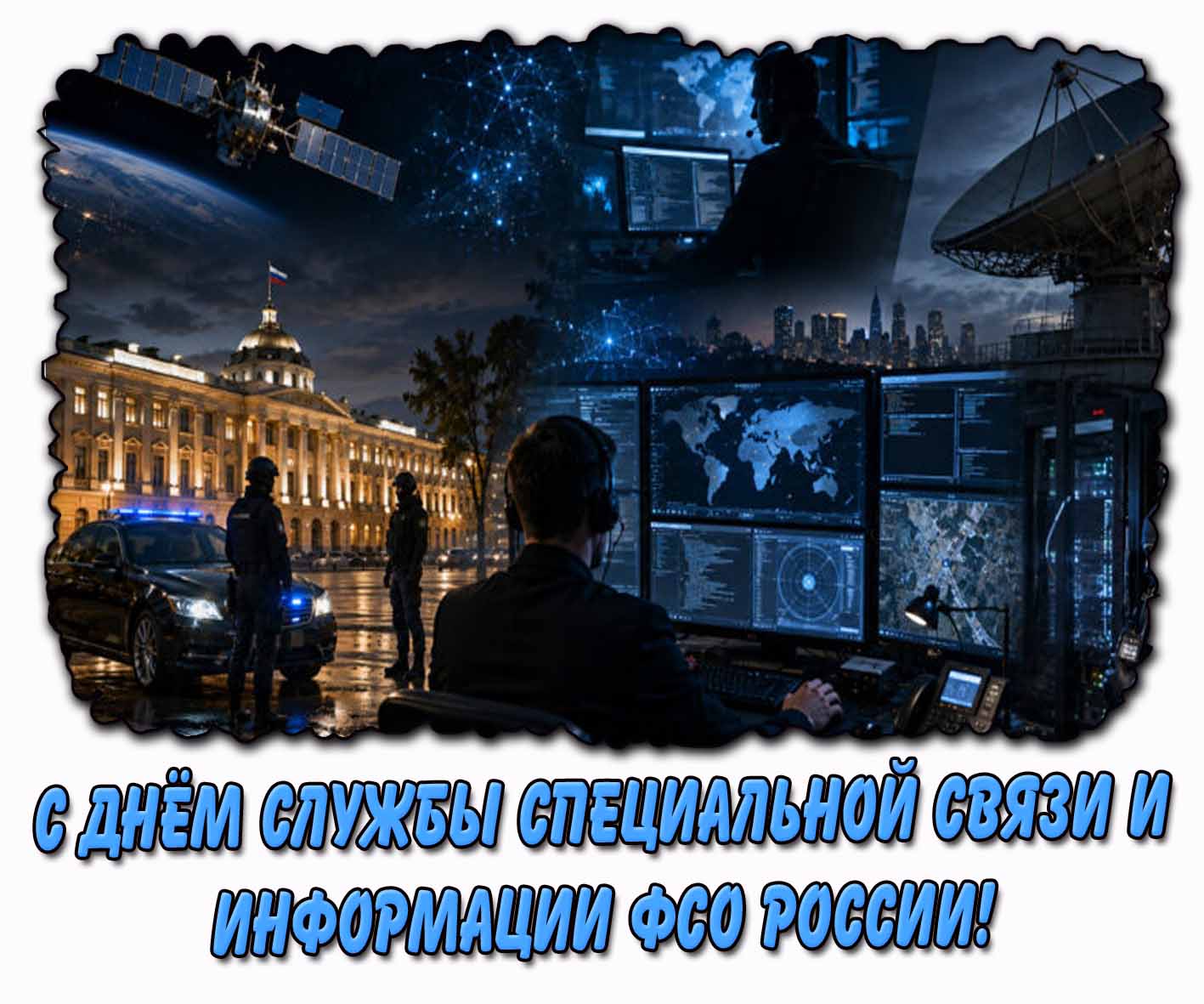 Красивая открытка с днём Службы специальной связи и информации ФСО России