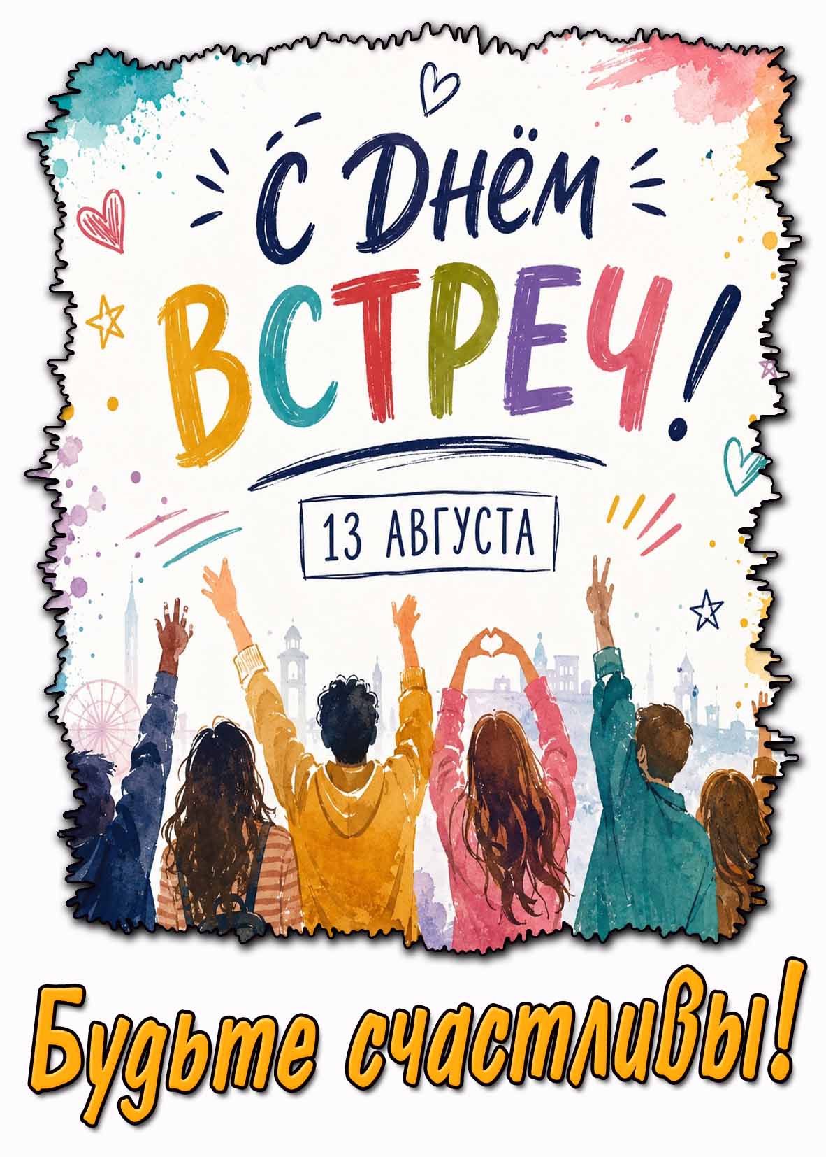 Открытка с днём встреч! Будьте счастливы!