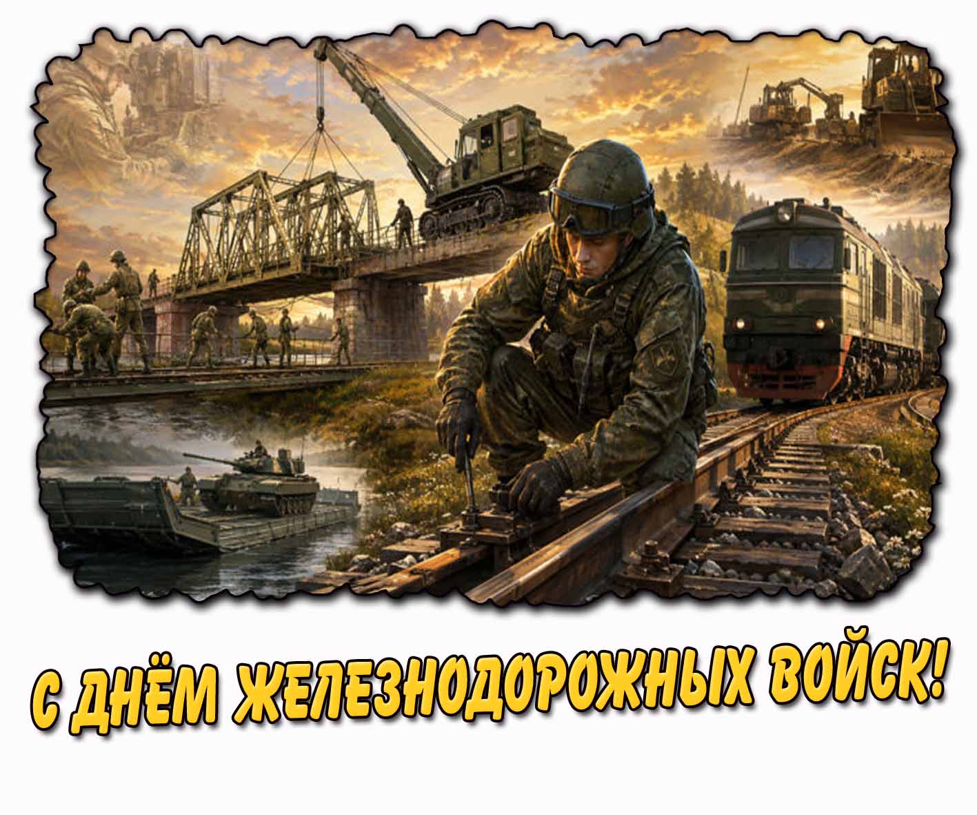 Открытка с днём железнодорожных войск