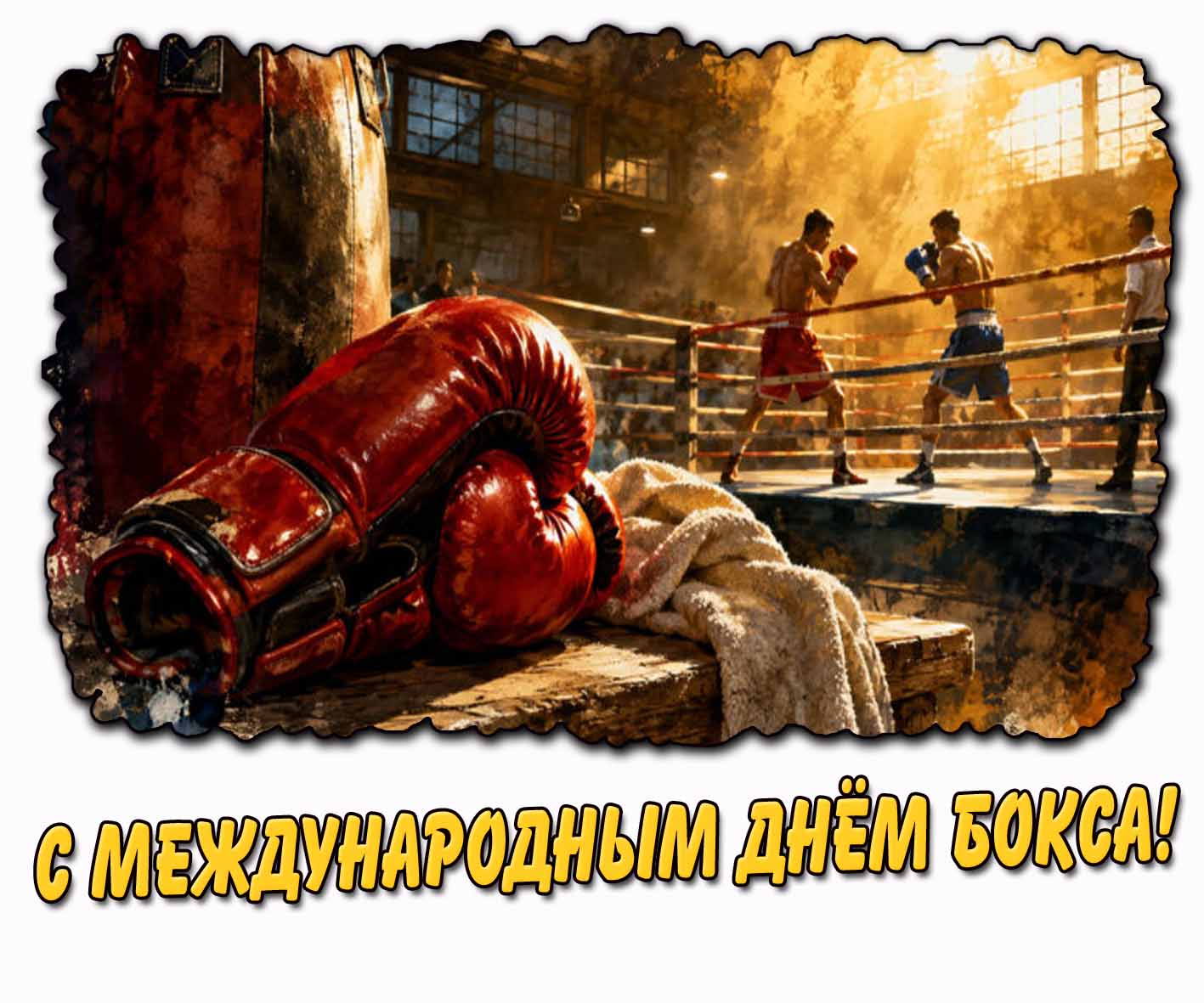 Красивая открытка с Международным днём бокса