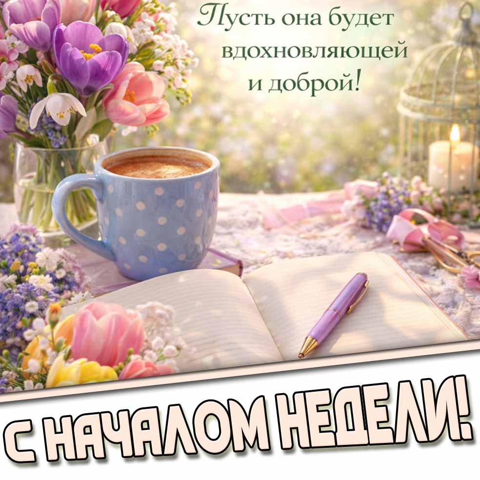 Открытка "С началом недели! Пусть она будет вдохновляющей и доброй!"