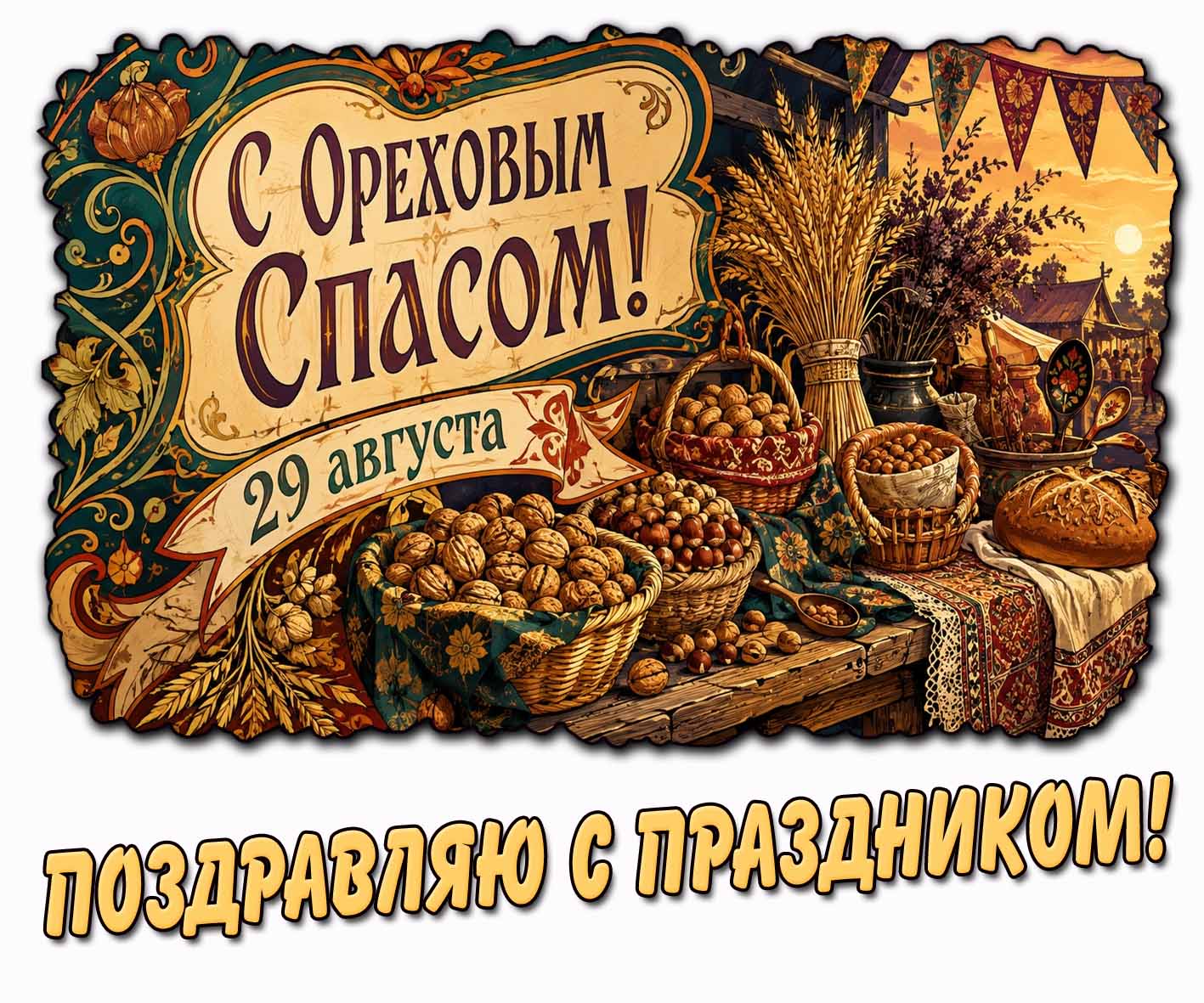 Открытка "С Ореховым Спасом! Поздравляю с праздником!"