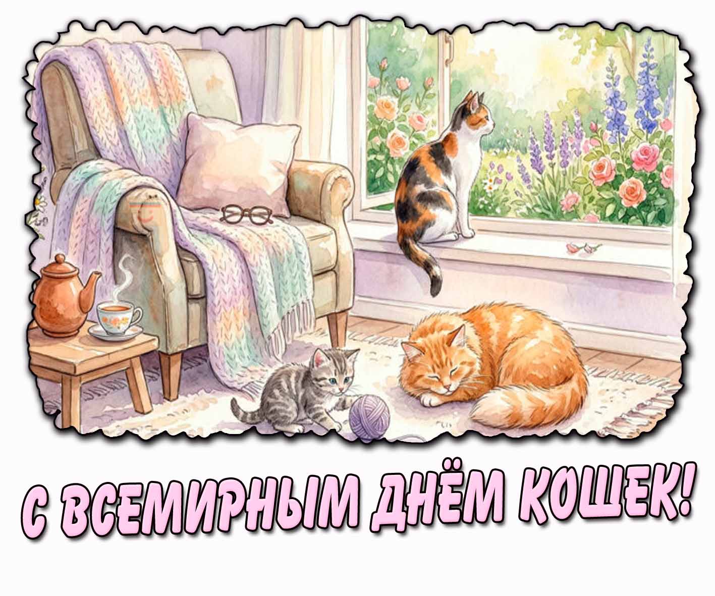 Открытка С Всемирным нём кошек
