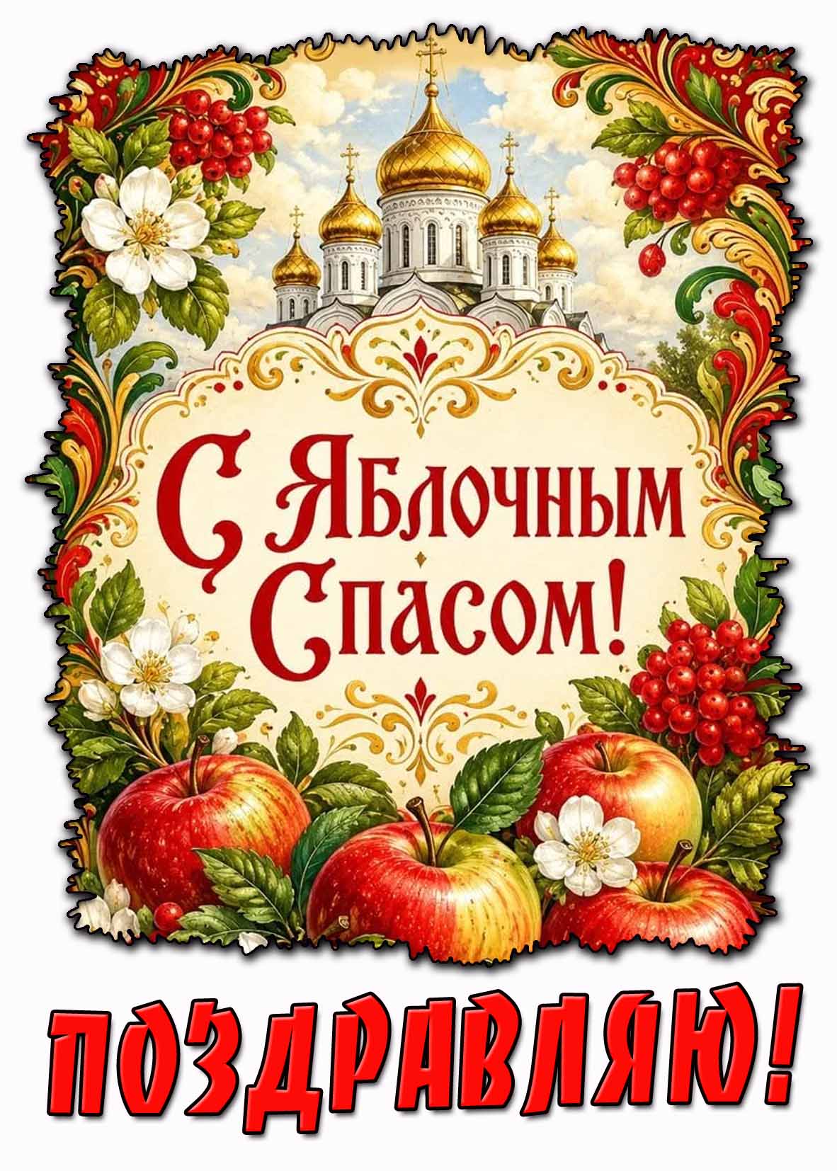 Открытка "С Яблочным Спасом! Поздравляю!"