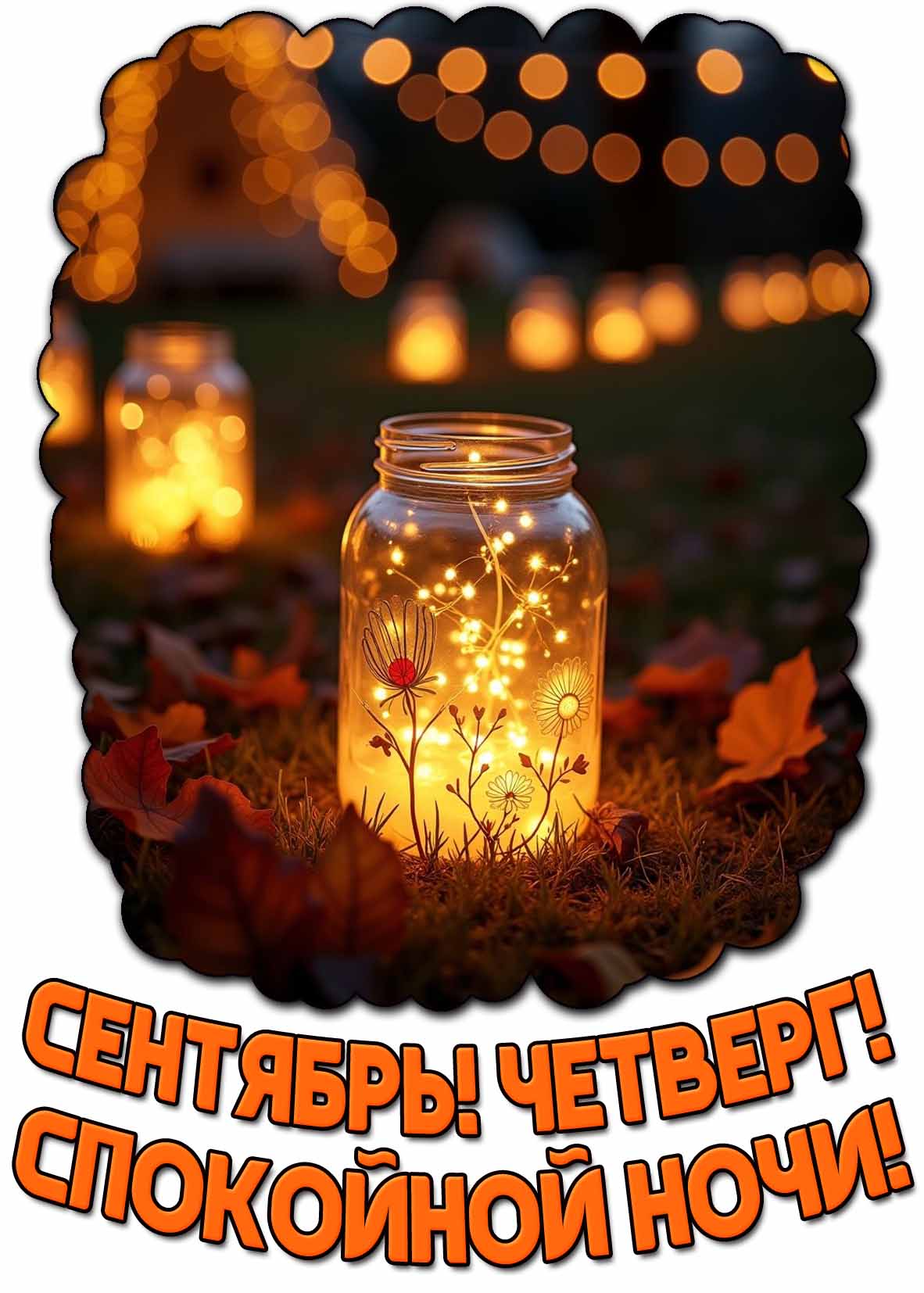 Открытка "Сентябрь! Четверг! Спокойной ночи!"