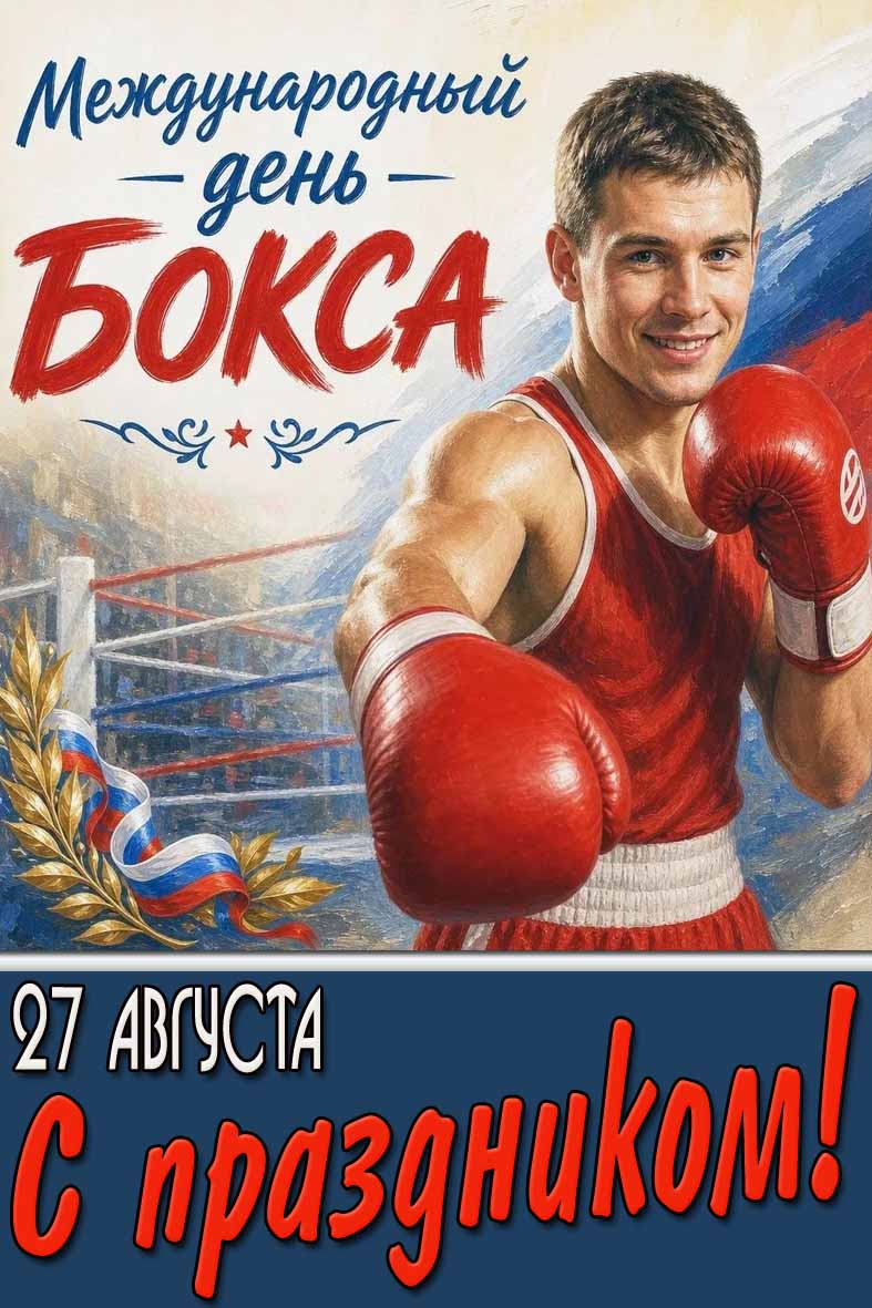 Патриотическая открытка на 27 августа - Международный день бокса! С праздником!