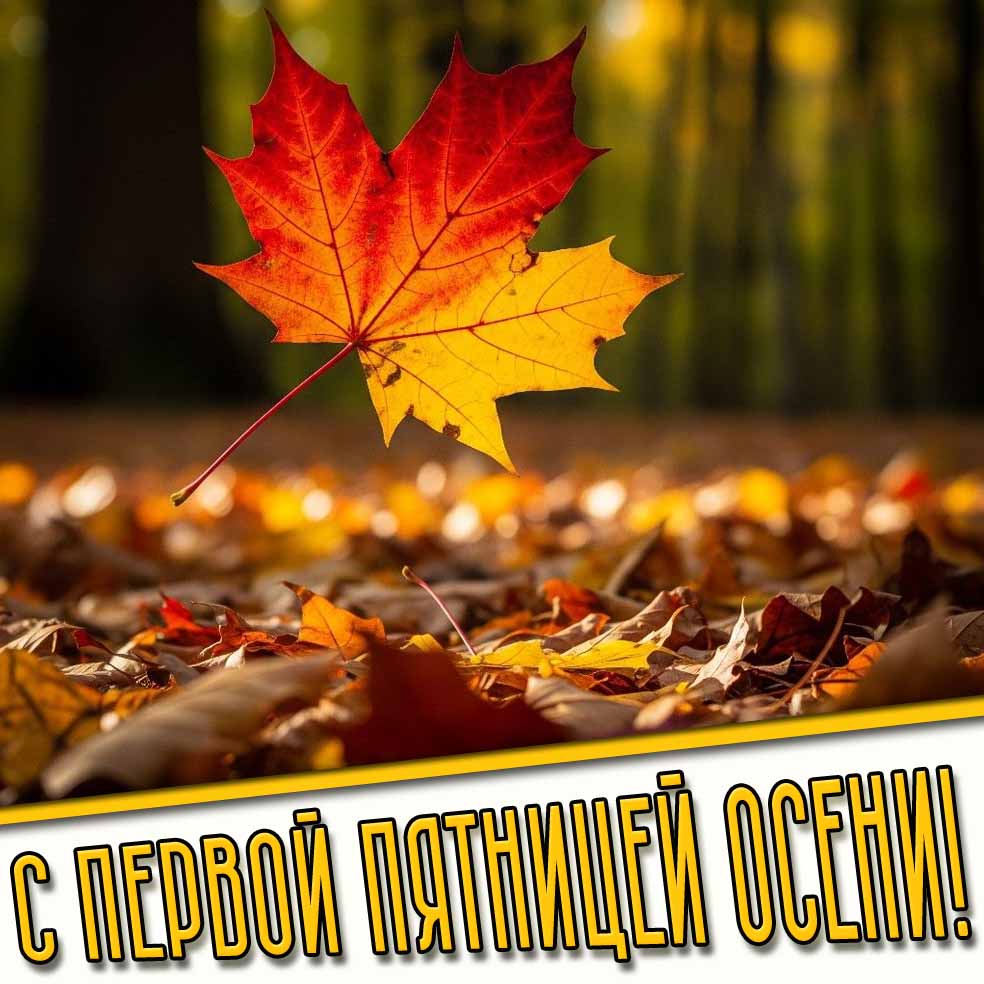С первой пятницей осени! - картинка с кленовым листом