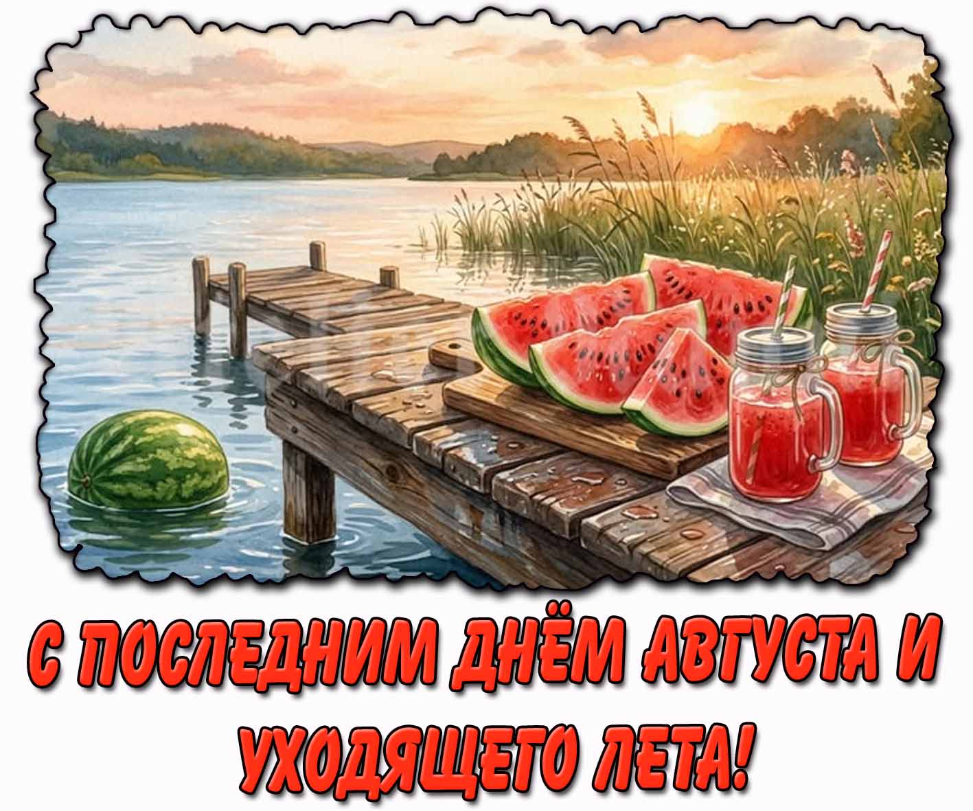 Открытка с последним днём августа и уходящего лета