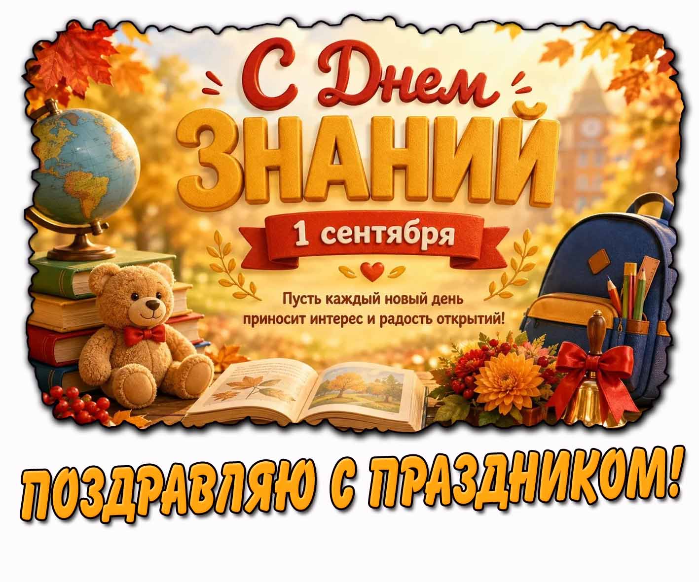 Поздравительная картинка с днём знаний - 1 сентября
